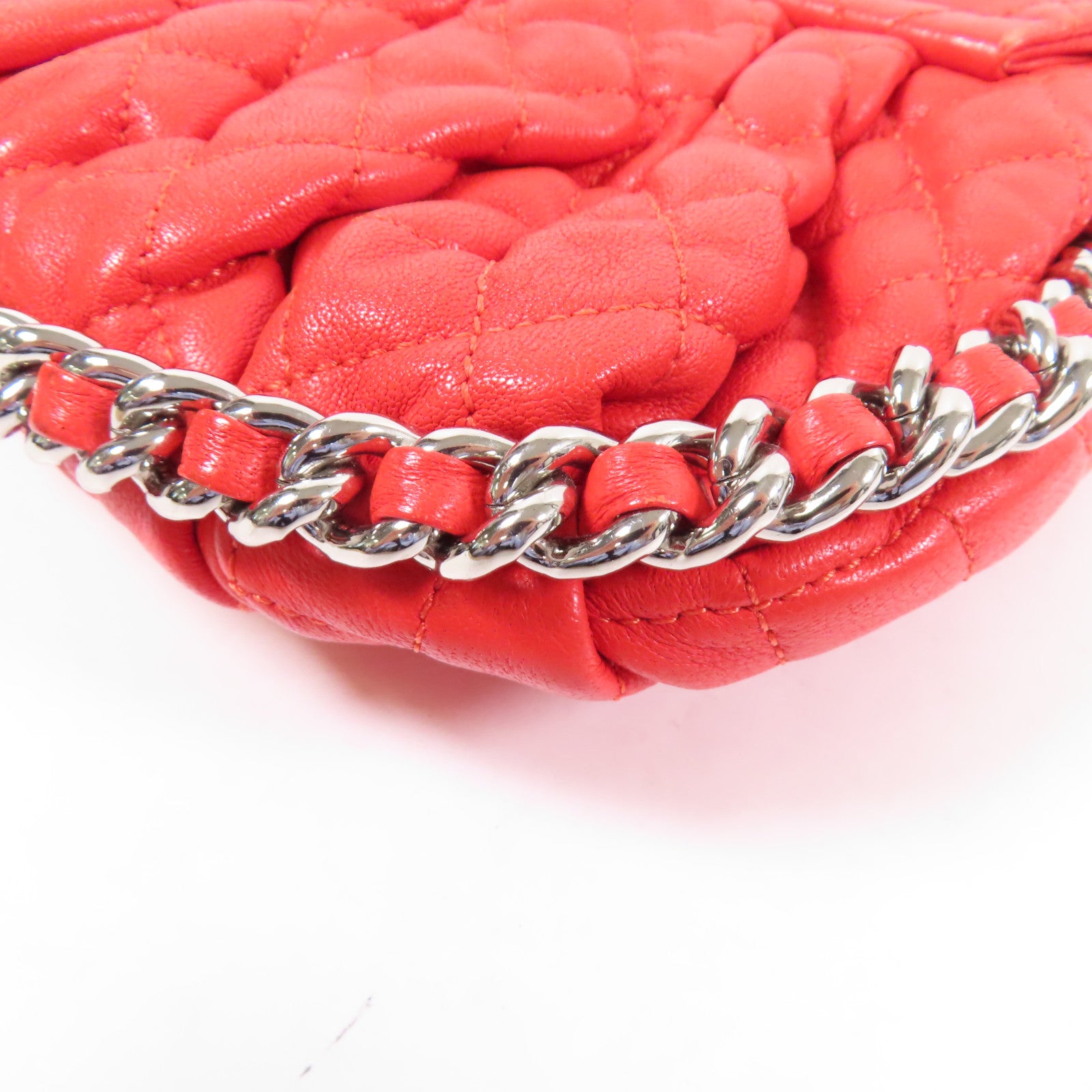 CHANEL 牛皮皮革Shoulder Bag銀扣鏈帶肩背袋