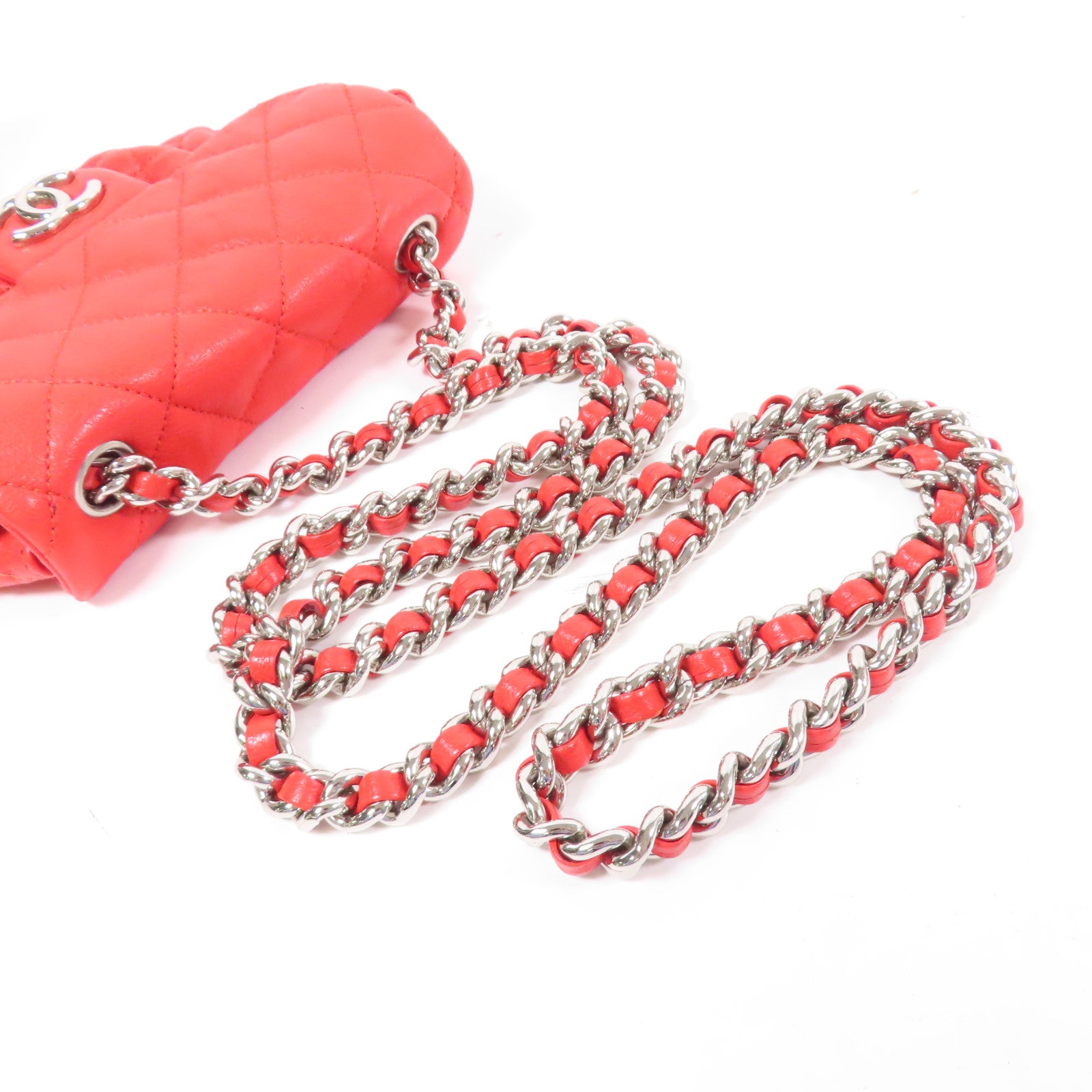 CHANEL 牛皮皮革Shoulder Bag銀扣鏈帶肩背袋