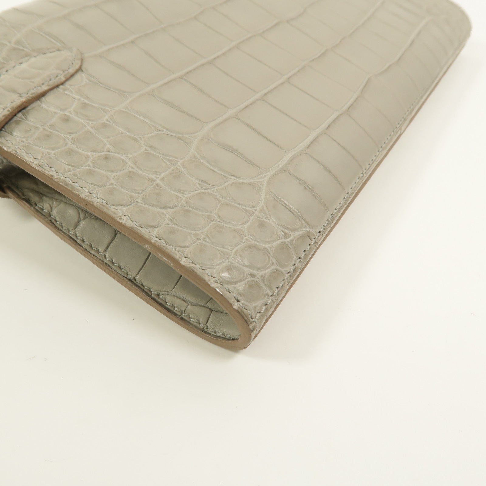HERMES Alligator Matte皮革Kelly Wallet長錢包Gris Perle