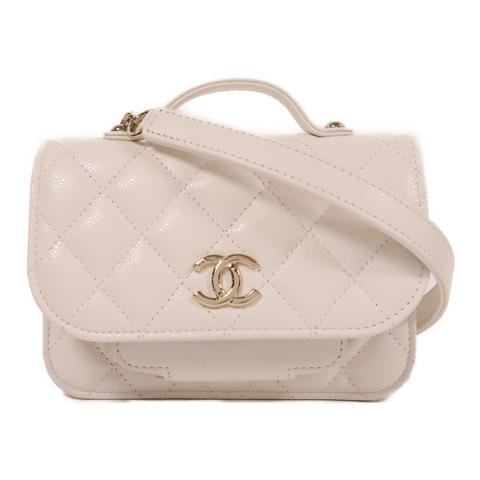 CHANEL 牛皮皮革2 Way Shoulder金扣手挽肩背兩用袋