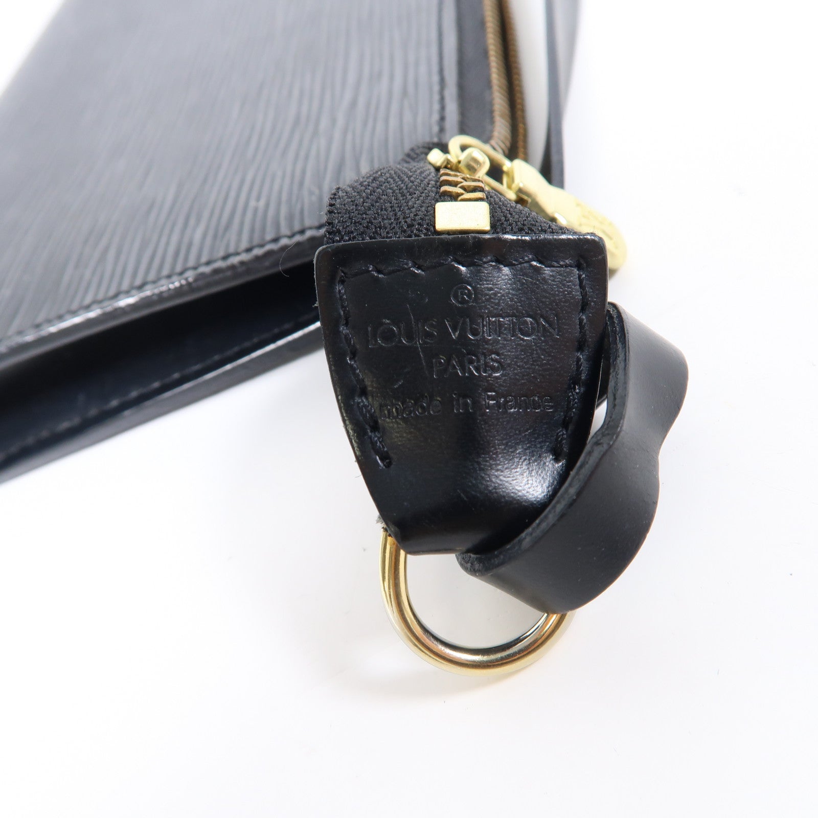 LOUIS VUITTON Epi Pochette Accessories Pouch金扣手挽袋黑色