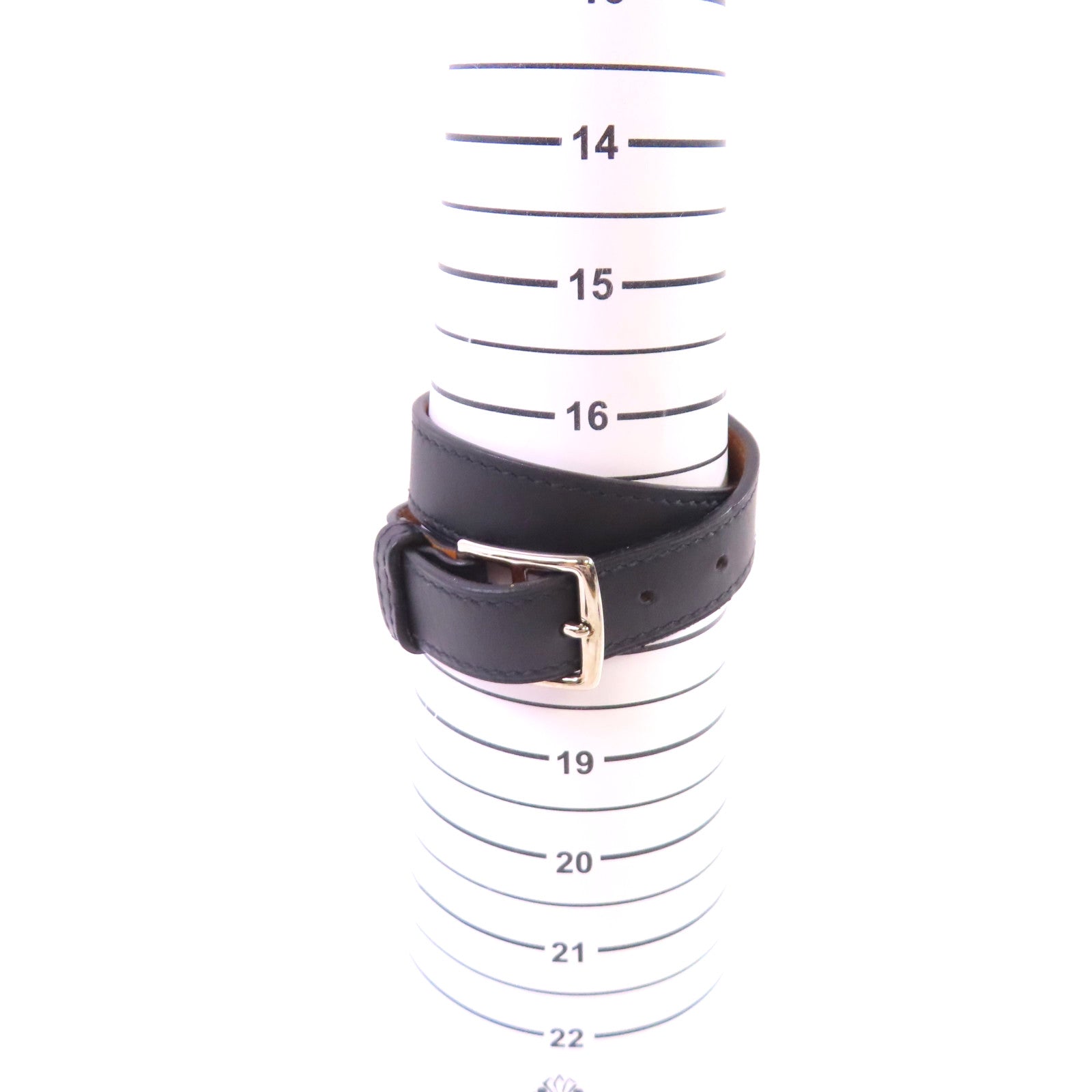 HERMES 【激減優惠】Evercolor皮革Etriviere Bracelet銀扣手鏈黑色