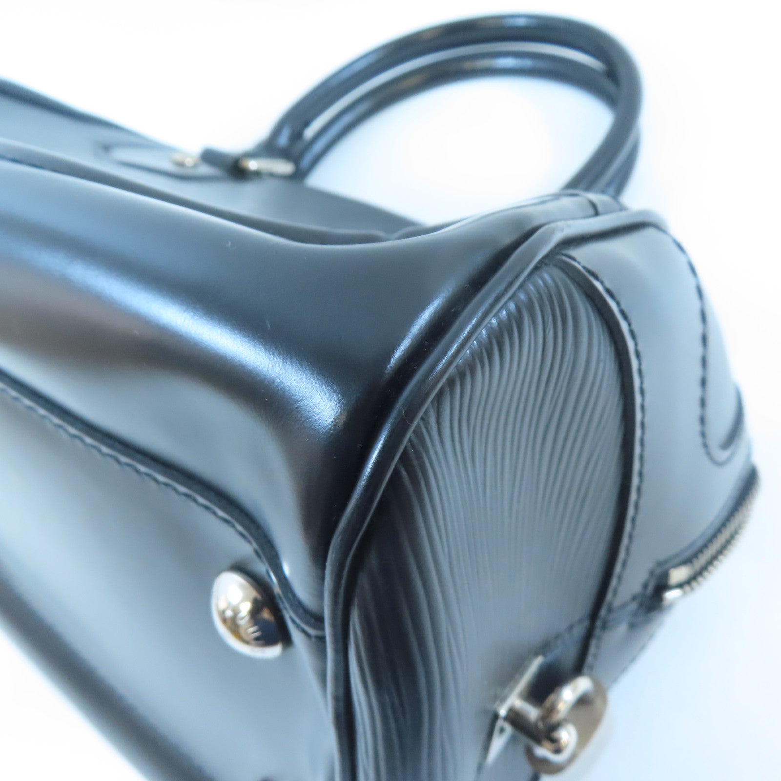 LOUIS VUITTON Epi Bowling Montaigne PM銀扣手挽袋黑色