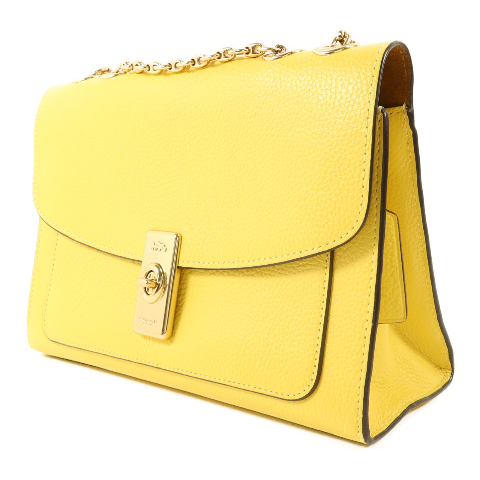 COACH 牛皮皮革Shoulder Bag金扣鏈帶肩背袋