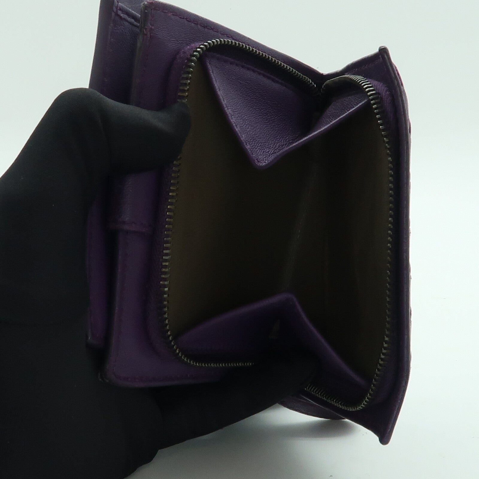 BOTTEGA VENETA 【激減優惠】牛皮皮革Intrecciato Compact French Wallet錢包