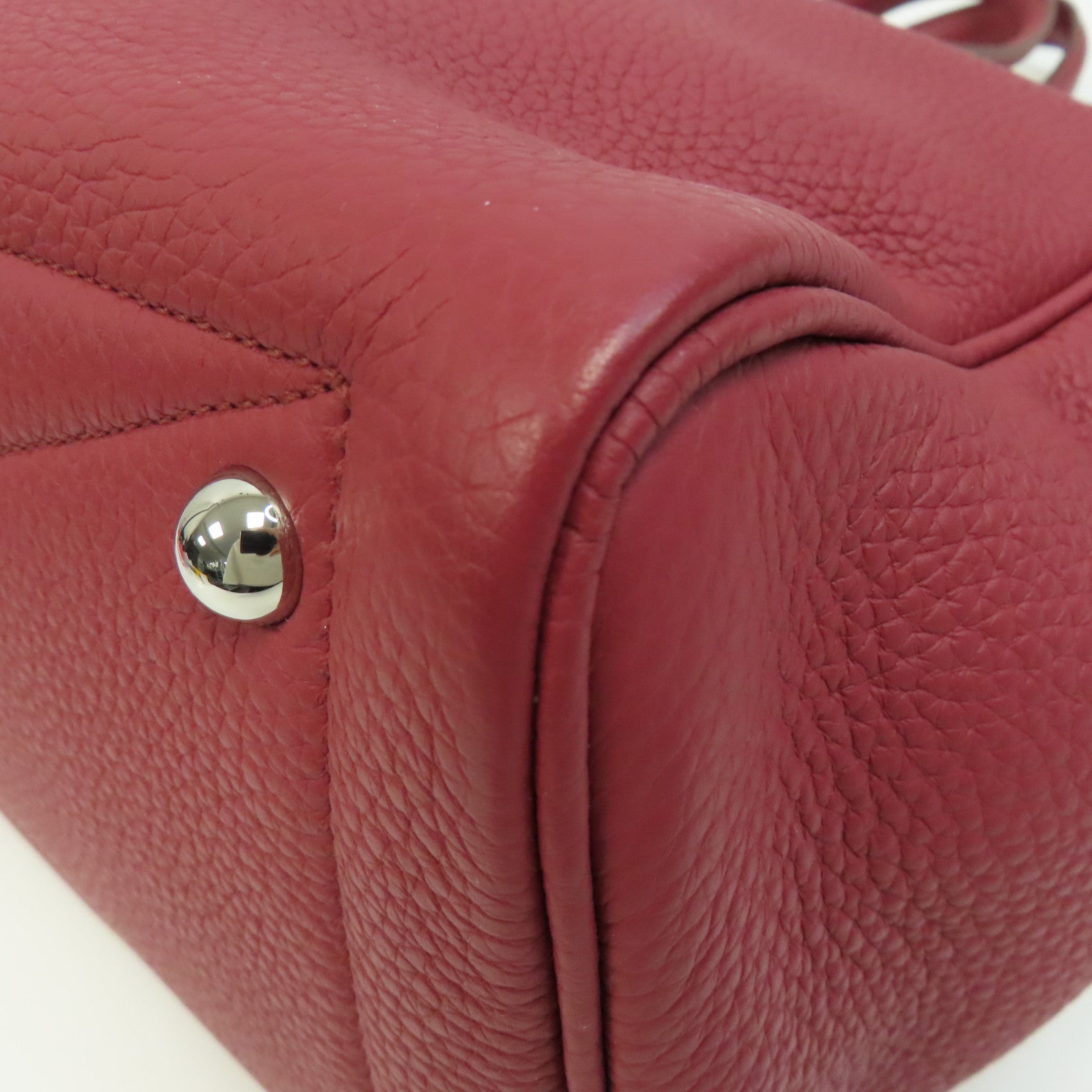 HERMES Clemence皮革Victoria 35銀扣手挽袋紅色