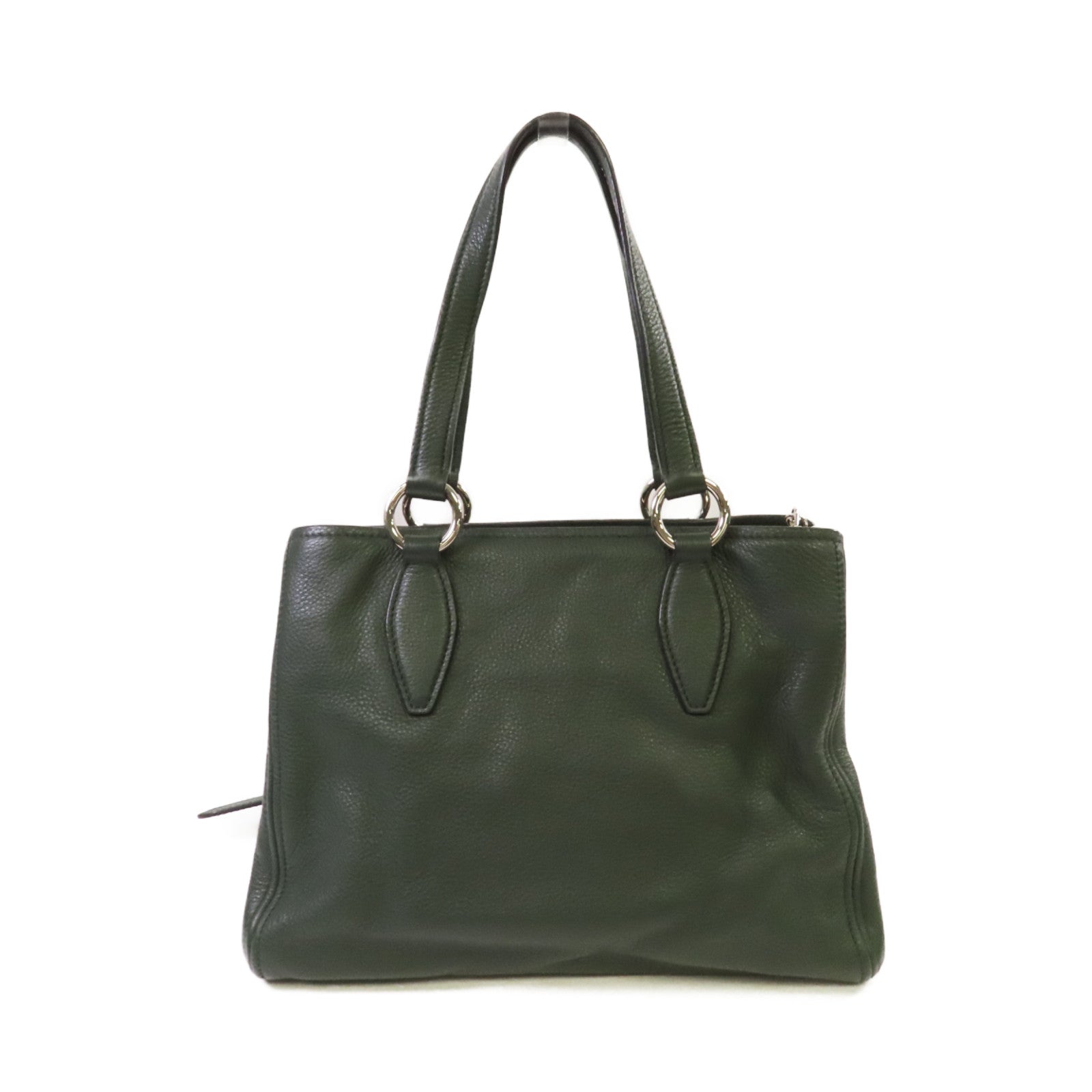 Miu Miu 牛皮皮革2Way Shoulder Bag銀扣手挽肩背兩用袋綠色