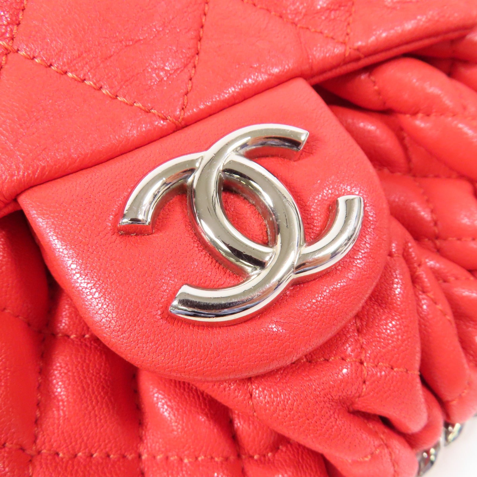 CHANEL 牛皮皮革Shoulder Bag銀扣鏈帶肩背袋