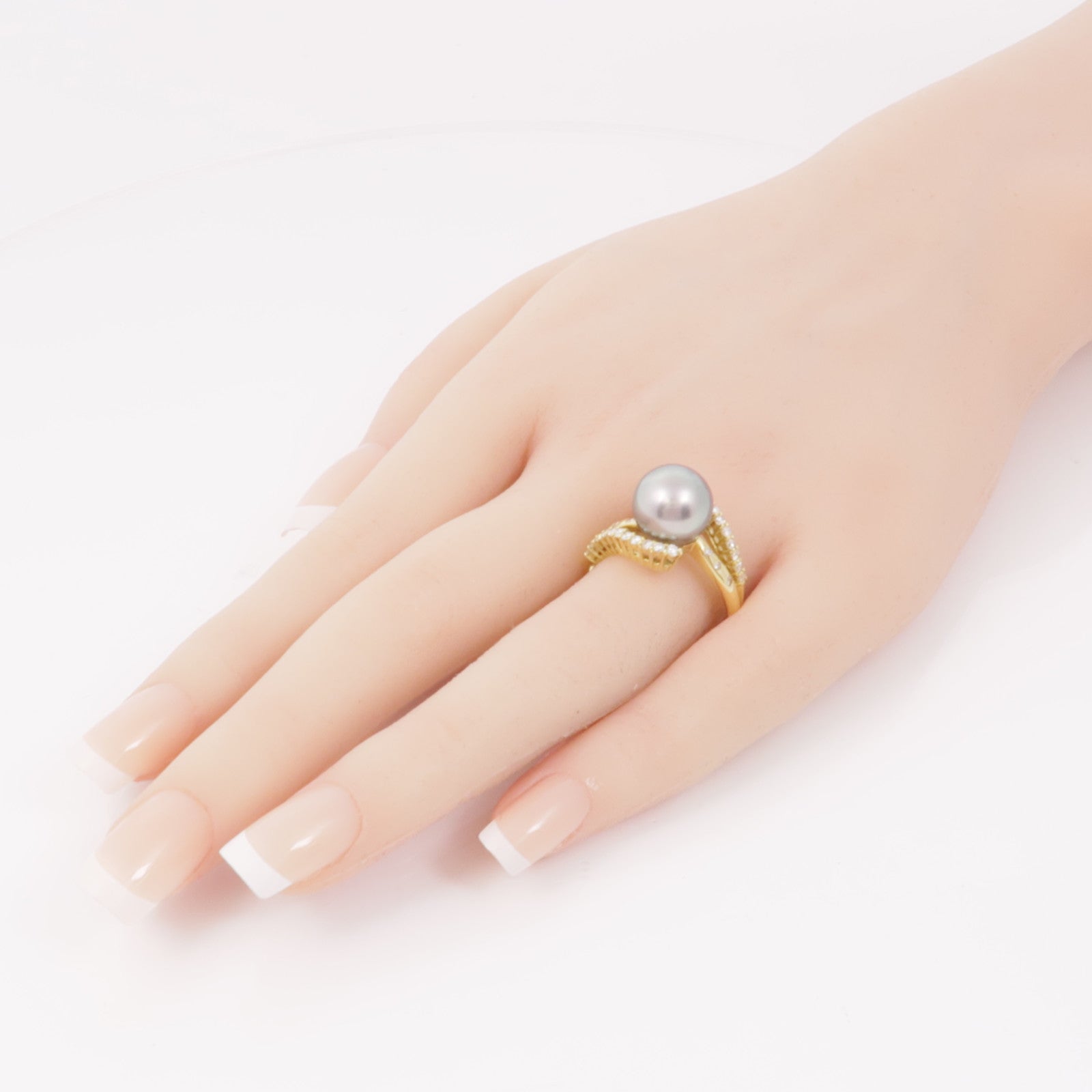 JEWELRY 【激減優惠】18K黃金Tahitian Pearl Diamond Ring大溪地珍珠/鑽石戒指US#9