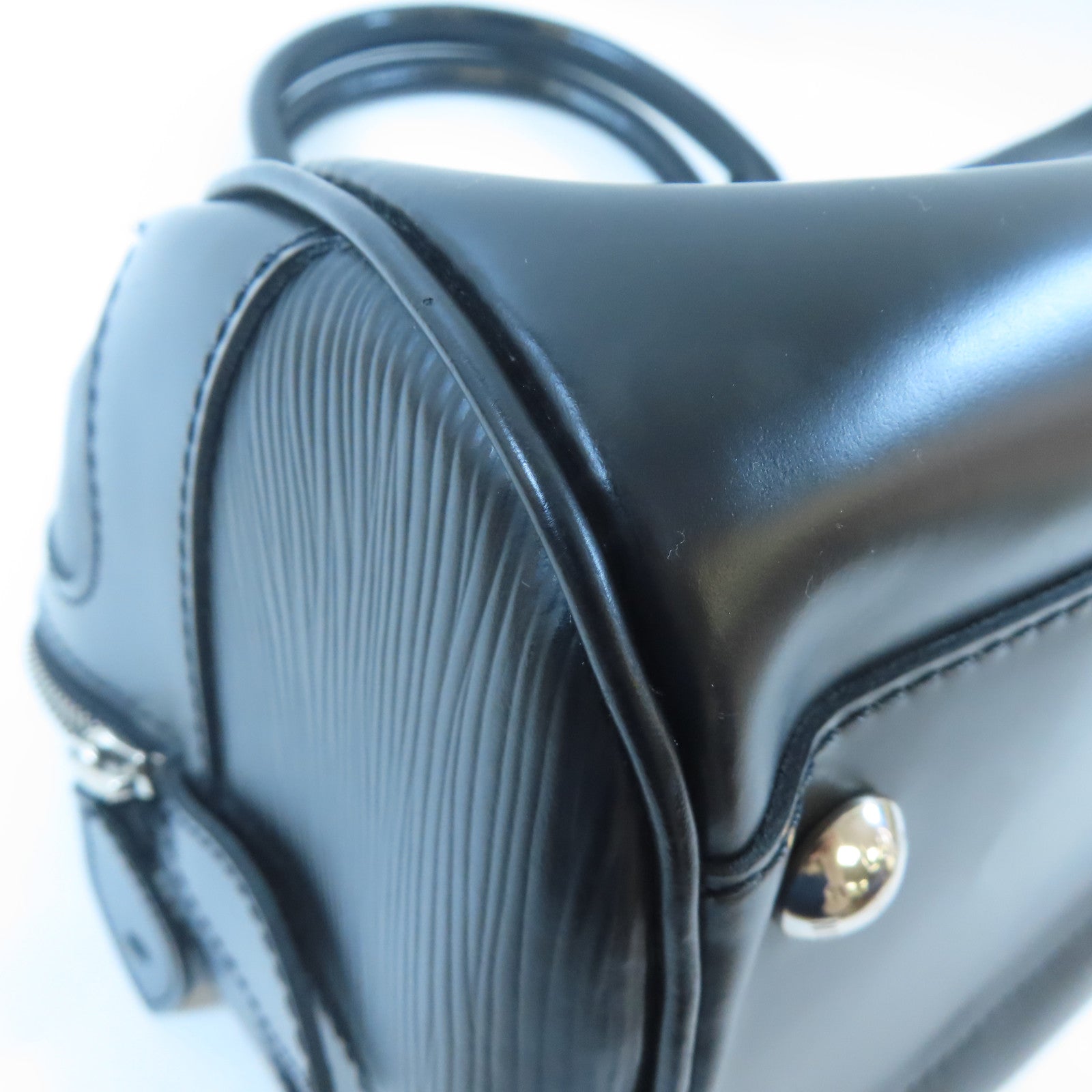 LOUIS VUITTON Epi Bowling Montaigne PM銀扣手挽袋黑色