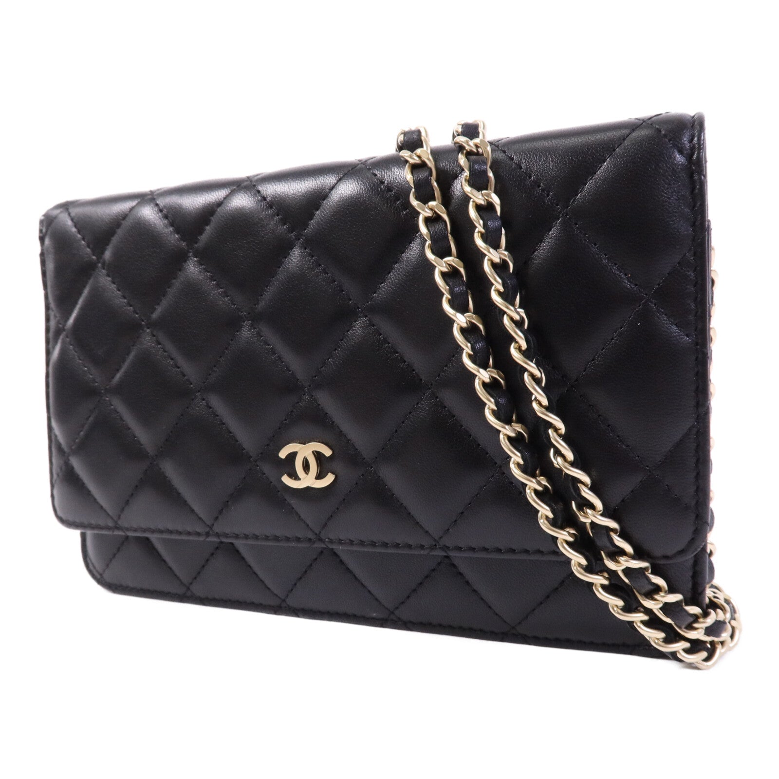 CHANEL 羊皮皮革WOC Wallet On Chain金扣鏈帶肩背袋