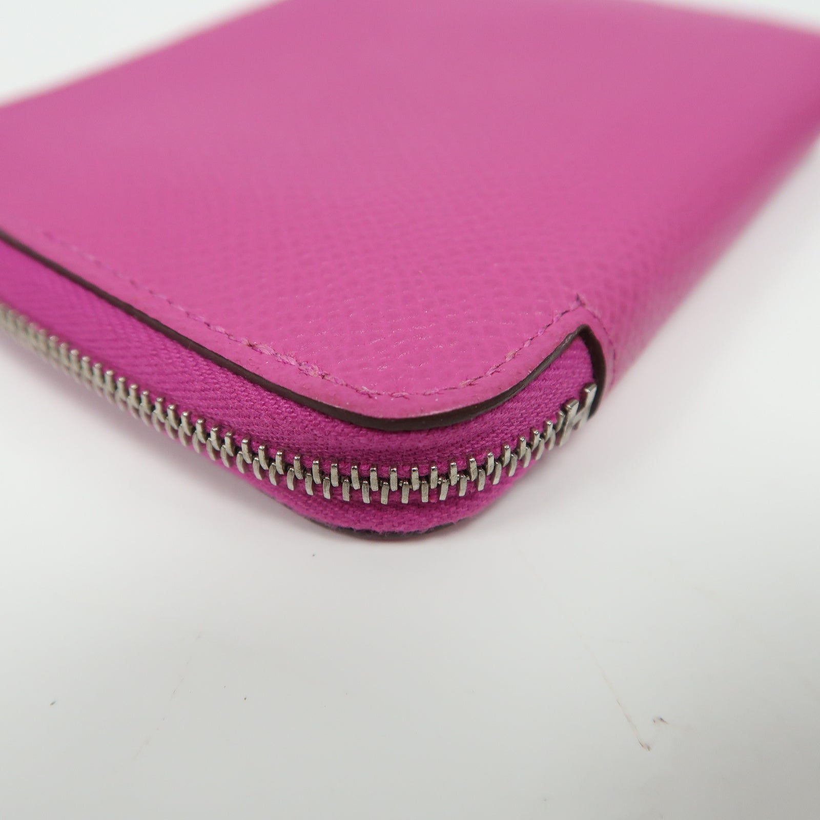 HERMES Epsom皮革Azap Card Holder Wallet銀扣卡片套玫瑰紫色