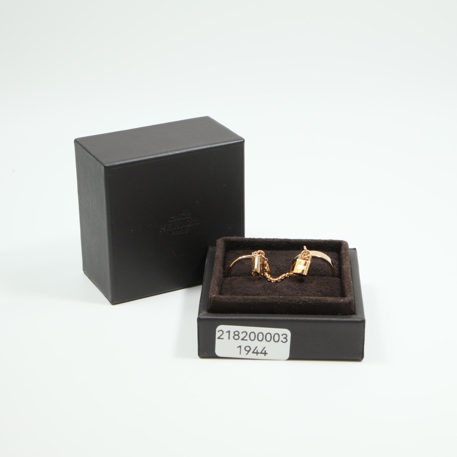 HERMES 18K玫瑰金Kelly Cadenas Double Ring戒指