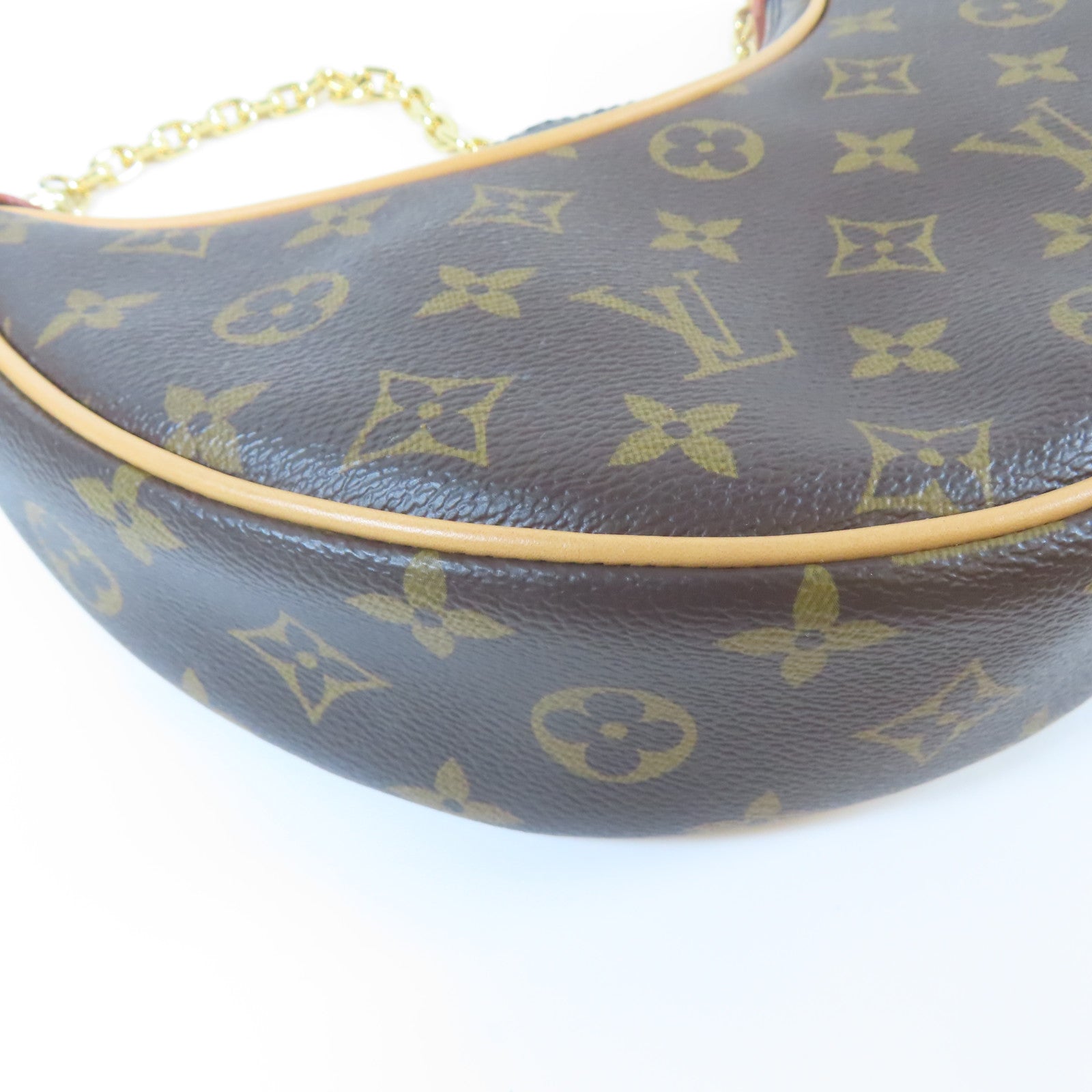 LOUIS VUITTON Monogram Loop金扣鏈帶肩背袋啡色