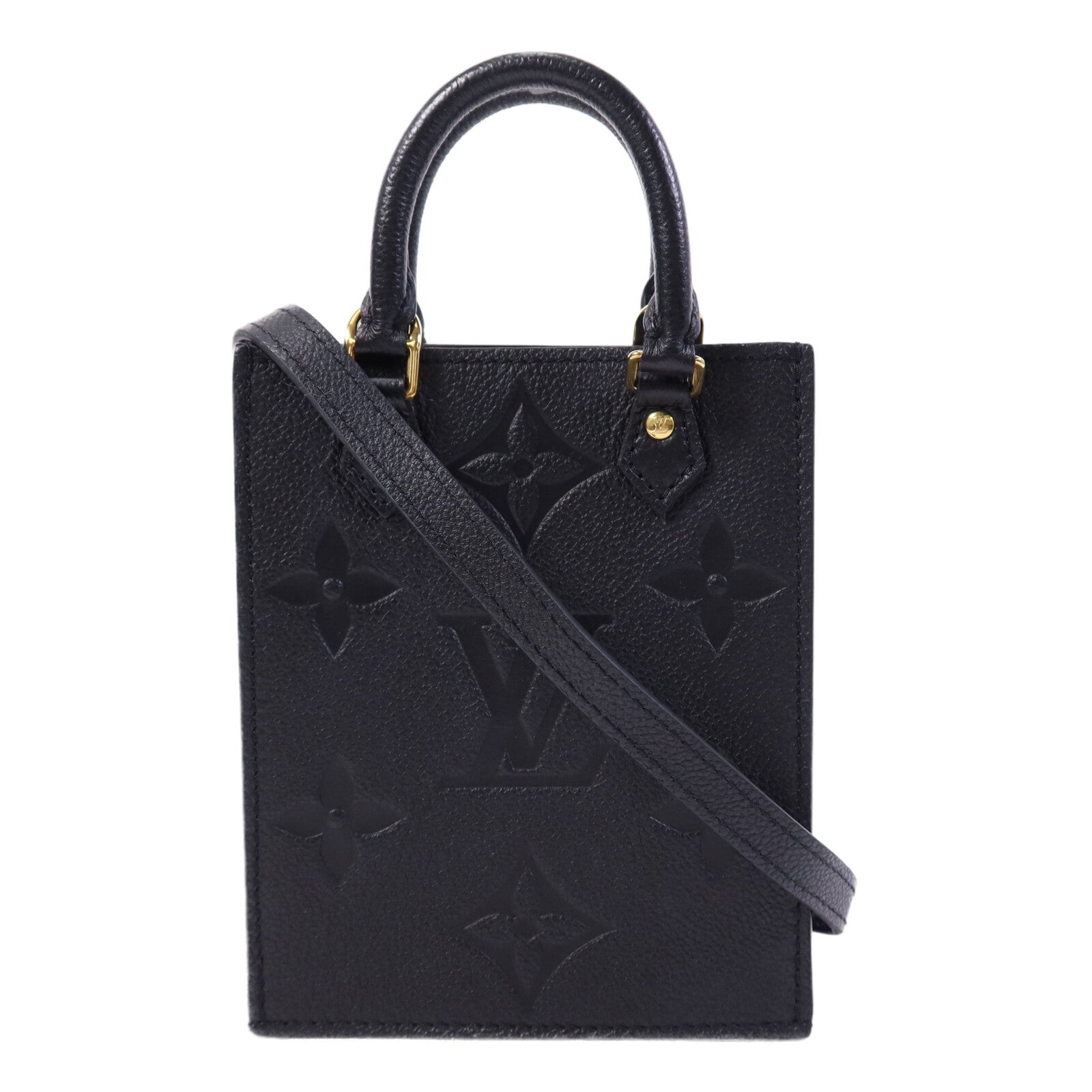 LOUIS VUITTON Monogram Empreinte Petit Sac Plat Bag金扣手挽肩背兩用袋