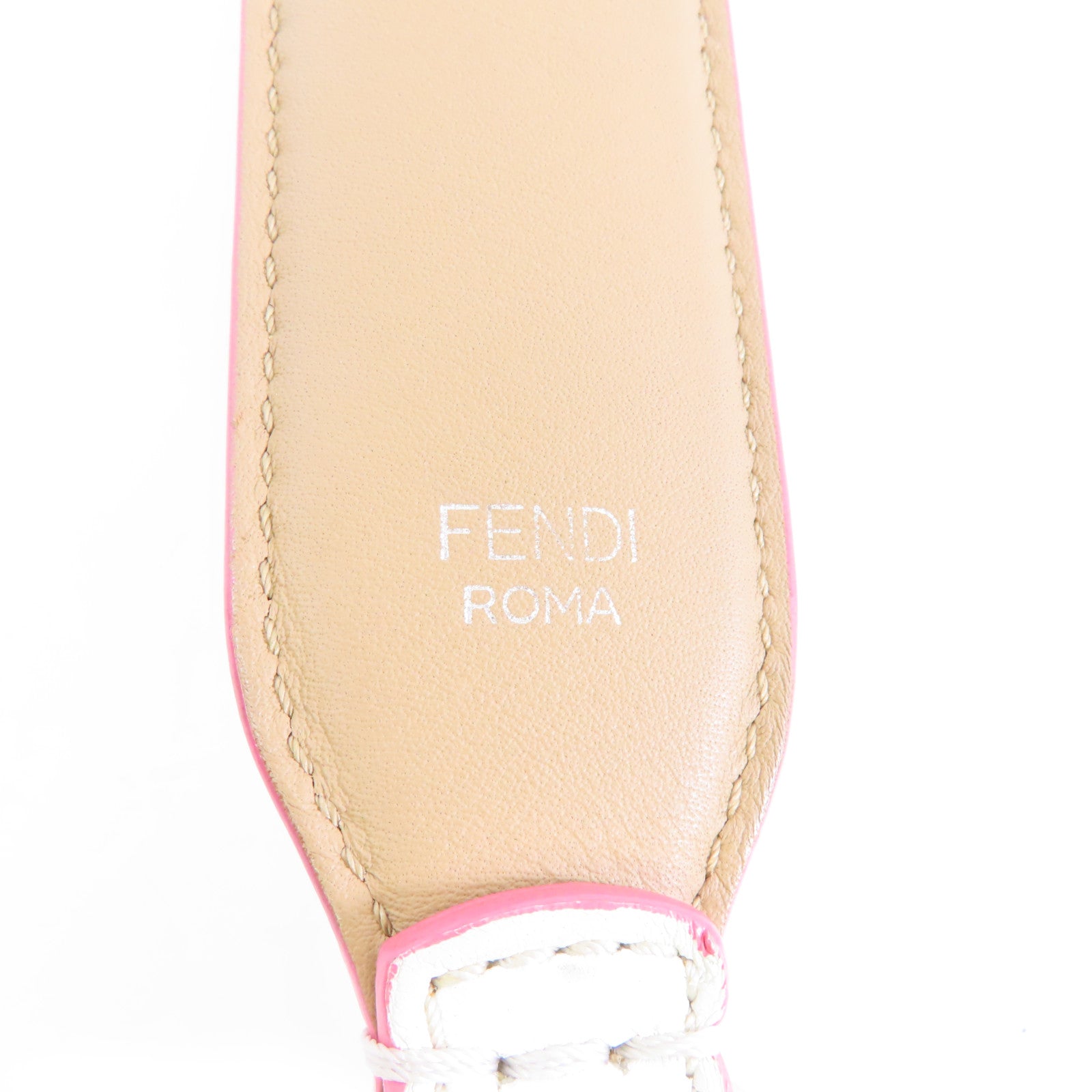 FENDI 牛皮皮革Studded Strap銀扣肩帶彩色/白色