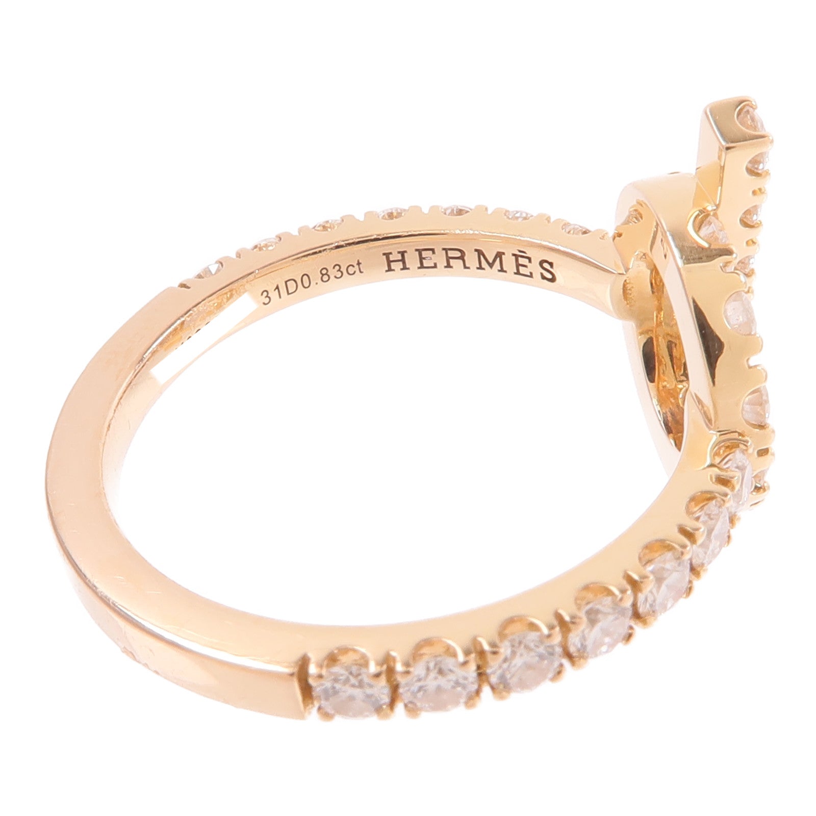 HERMES 18K玫瑰金Finesse Ring鑽石戒指