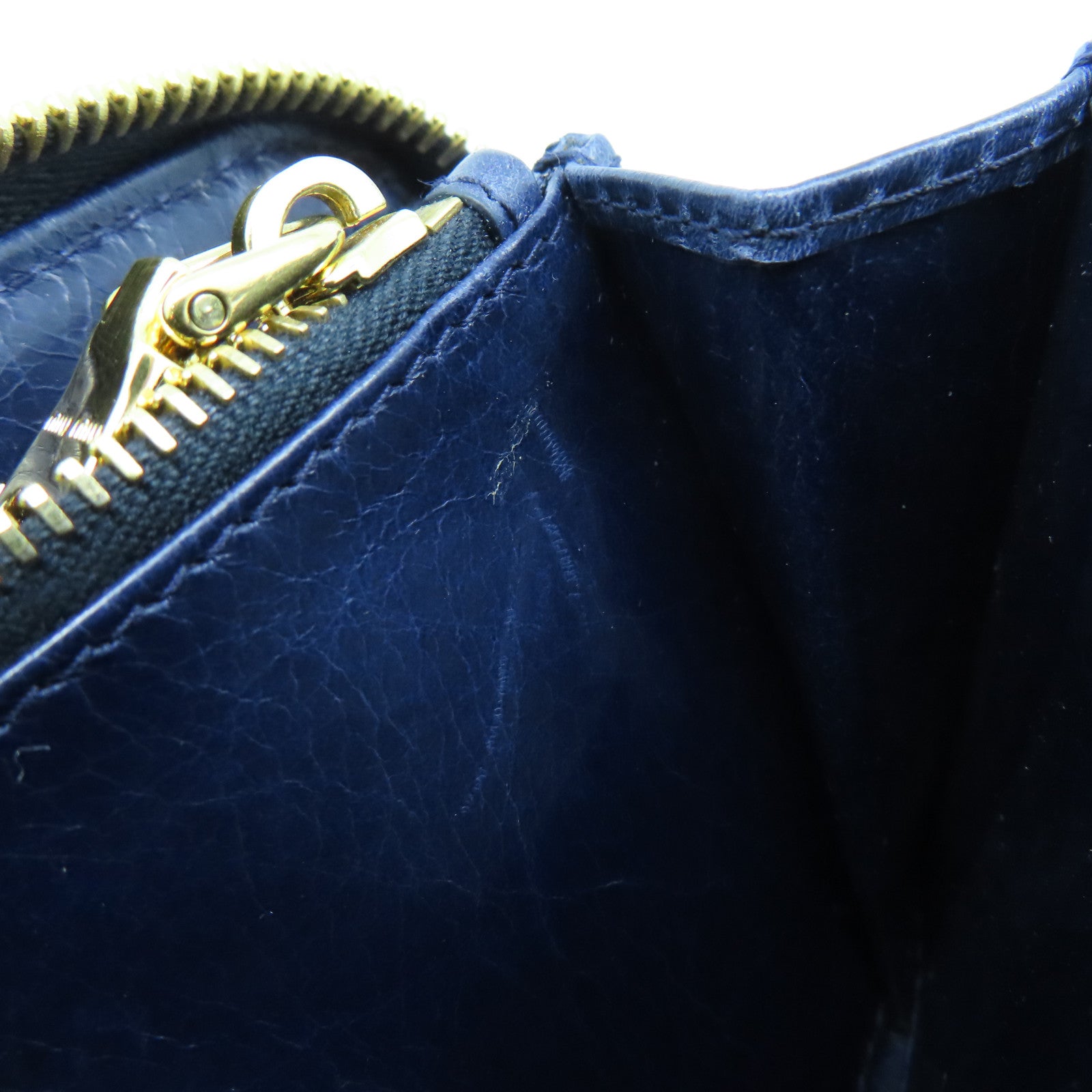 Miu Miu Sheepskin Leather Long Wallet Gold Buckle Long Wallet Dark Blue