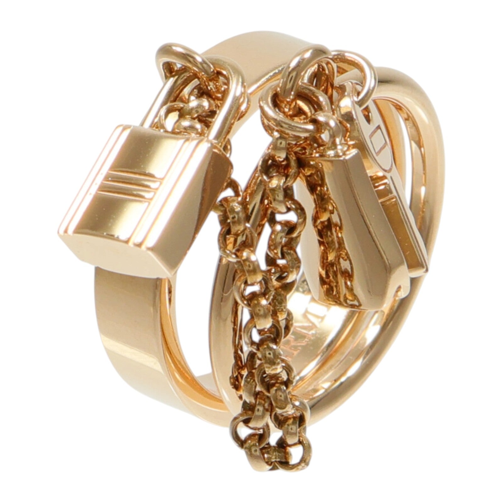 HERMES 18K玫瑰金Kelly Cadenas Double Ring戒指