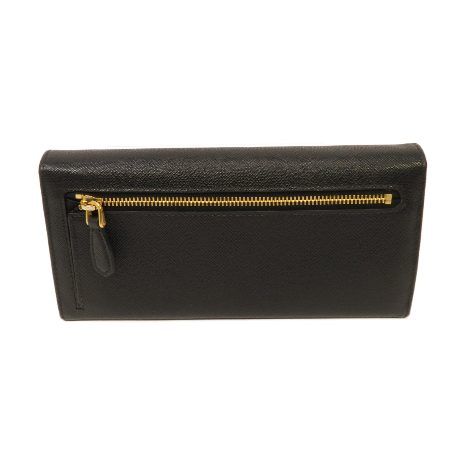 PRADA Saffiano皮革Long Wallet金扣長錢包黑色