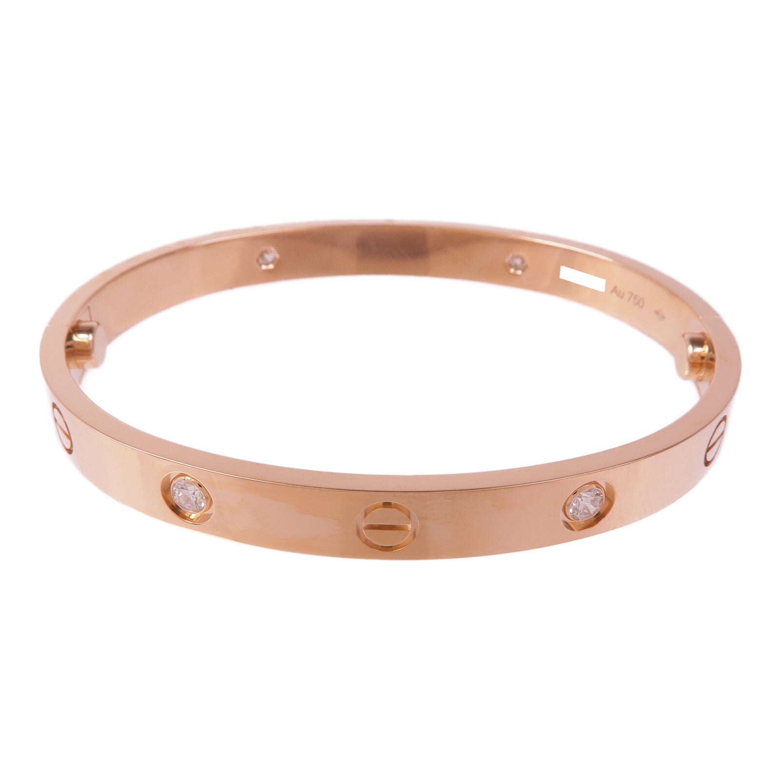 CARTIER 18K玫瑰金Love Bracelet 4 Diamonds鑽石手鐲Cartier#17