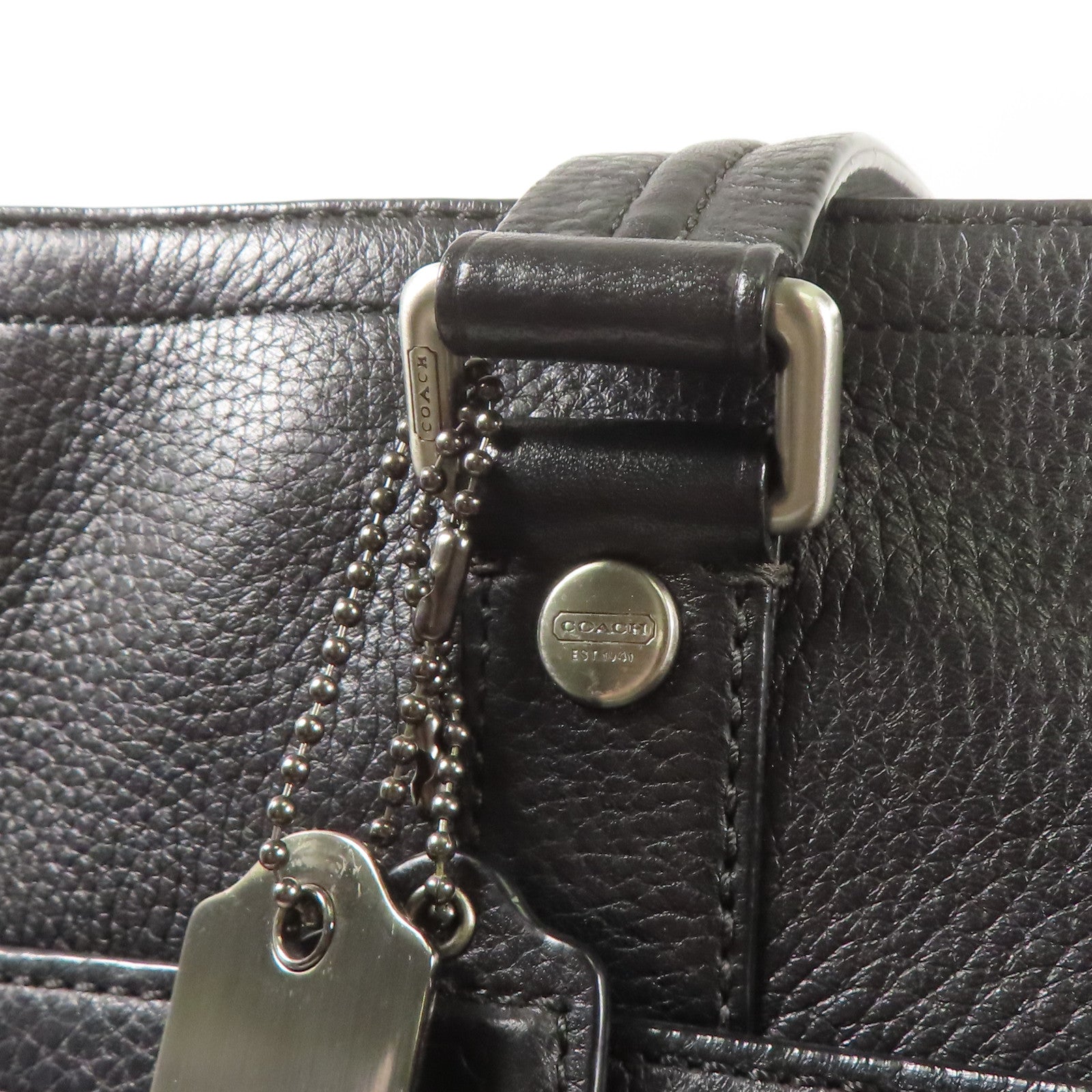 COACH 牛皮皮革Shoulder Bag銀扣肩背袋