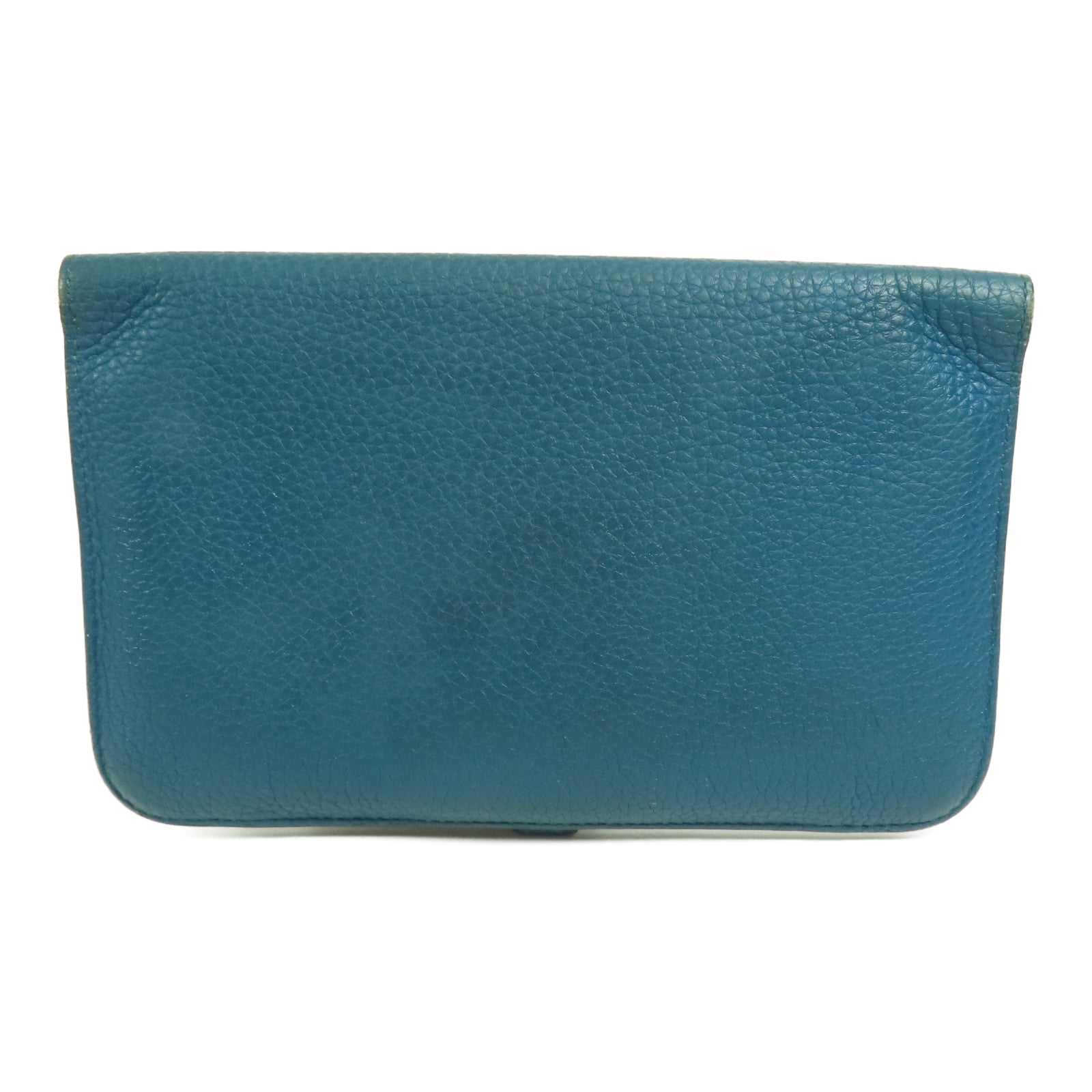 HERMES Togo皮革Dogon Wallet銀扣長錢包Bleu Izmir