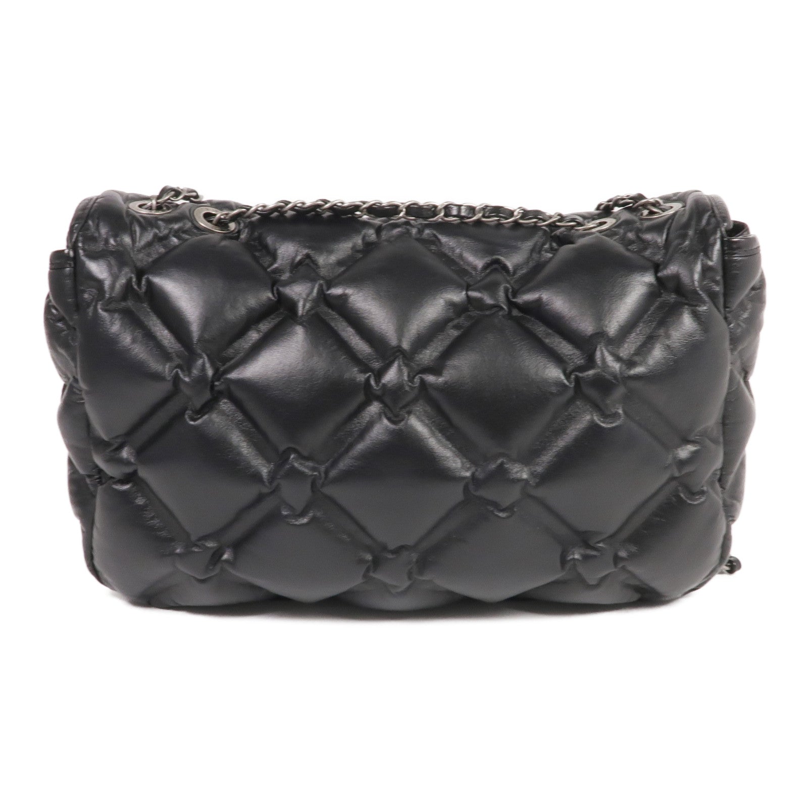 CHANEL 牛皮皮革Chain Shoulder銀扣鏈帶肩背袋