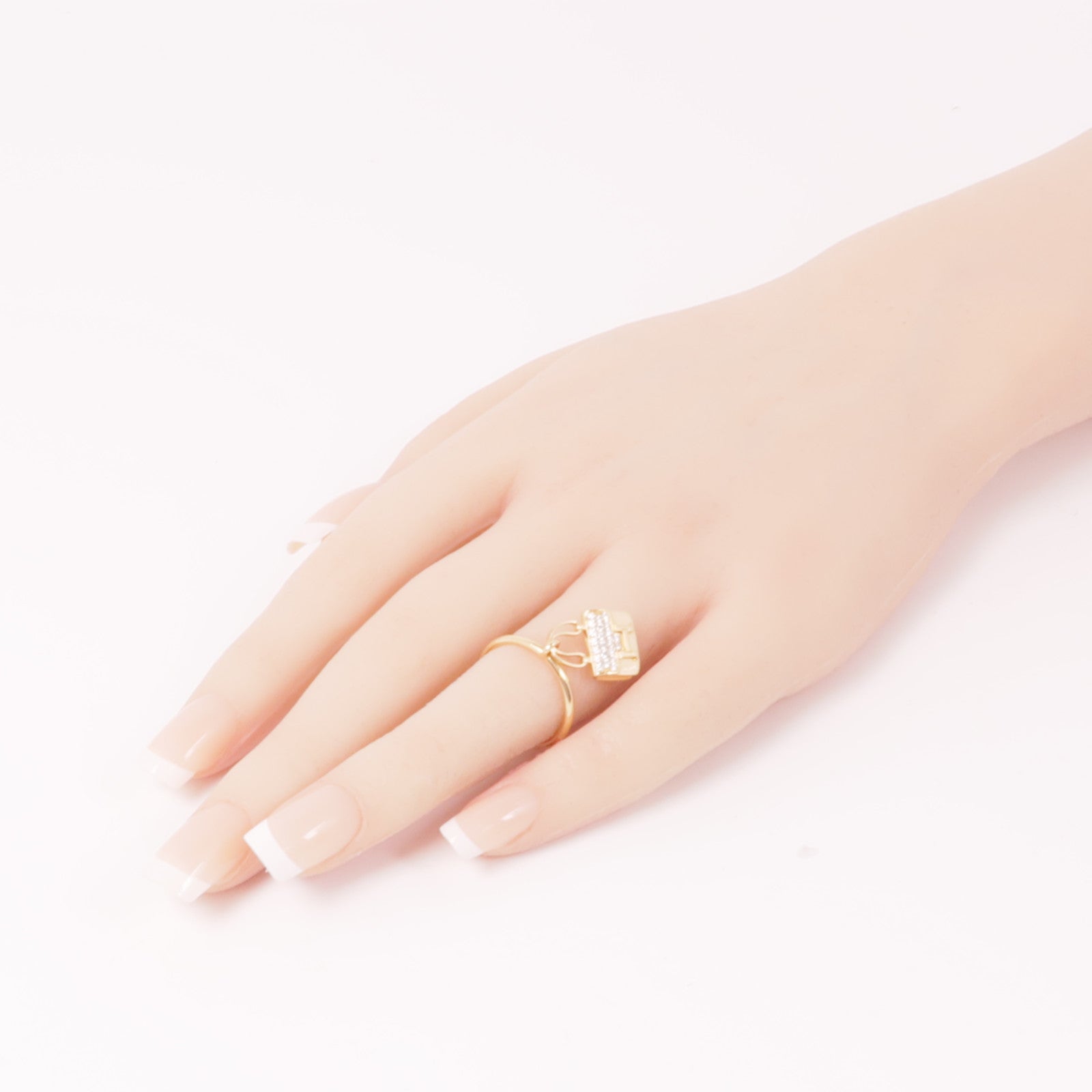 HERMES 18K玫瑰金Amulettes Constance Ring鑽石戒指Hermes#51/US#5.5