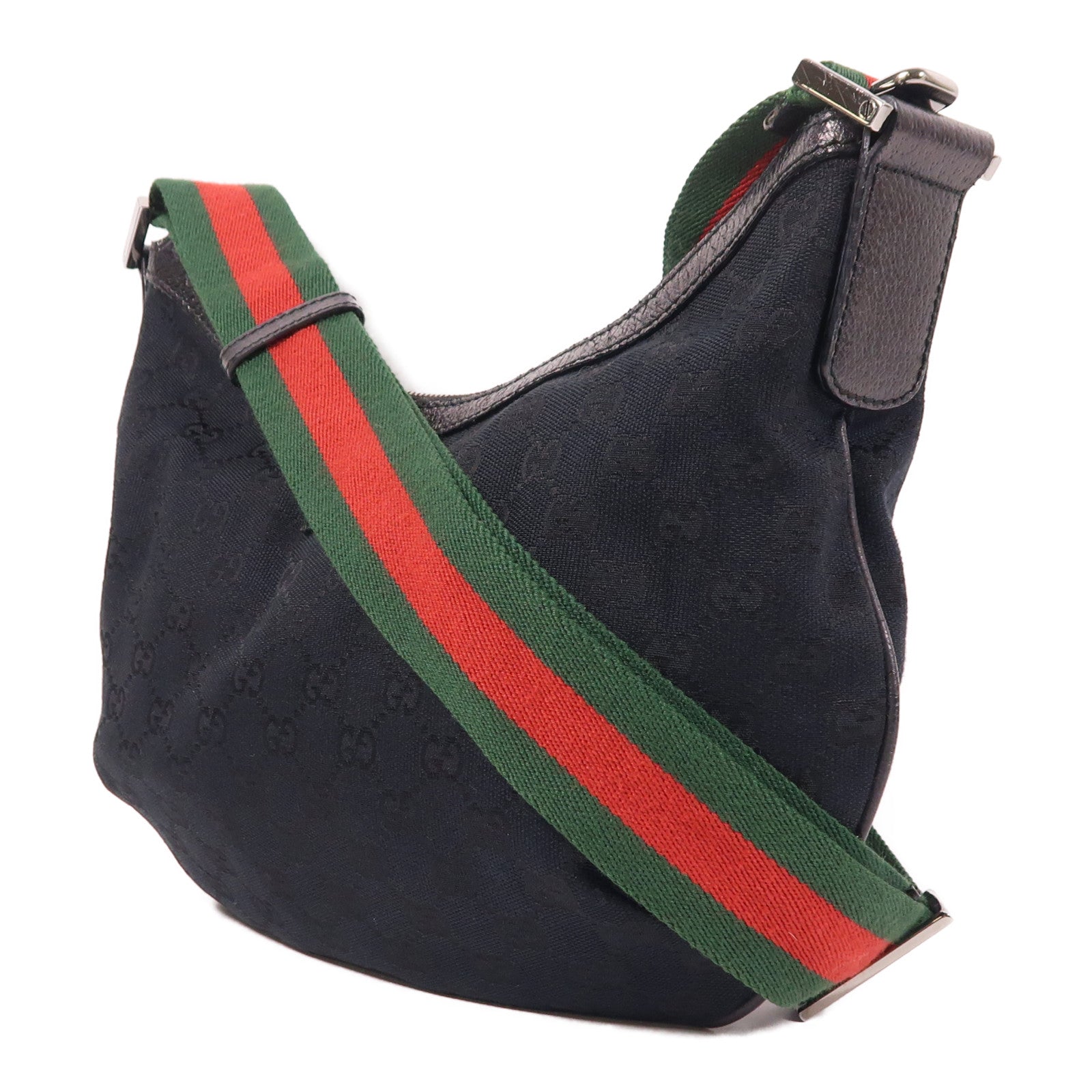GUCCI 帆布Shoulder Bag銀扣肩背袋