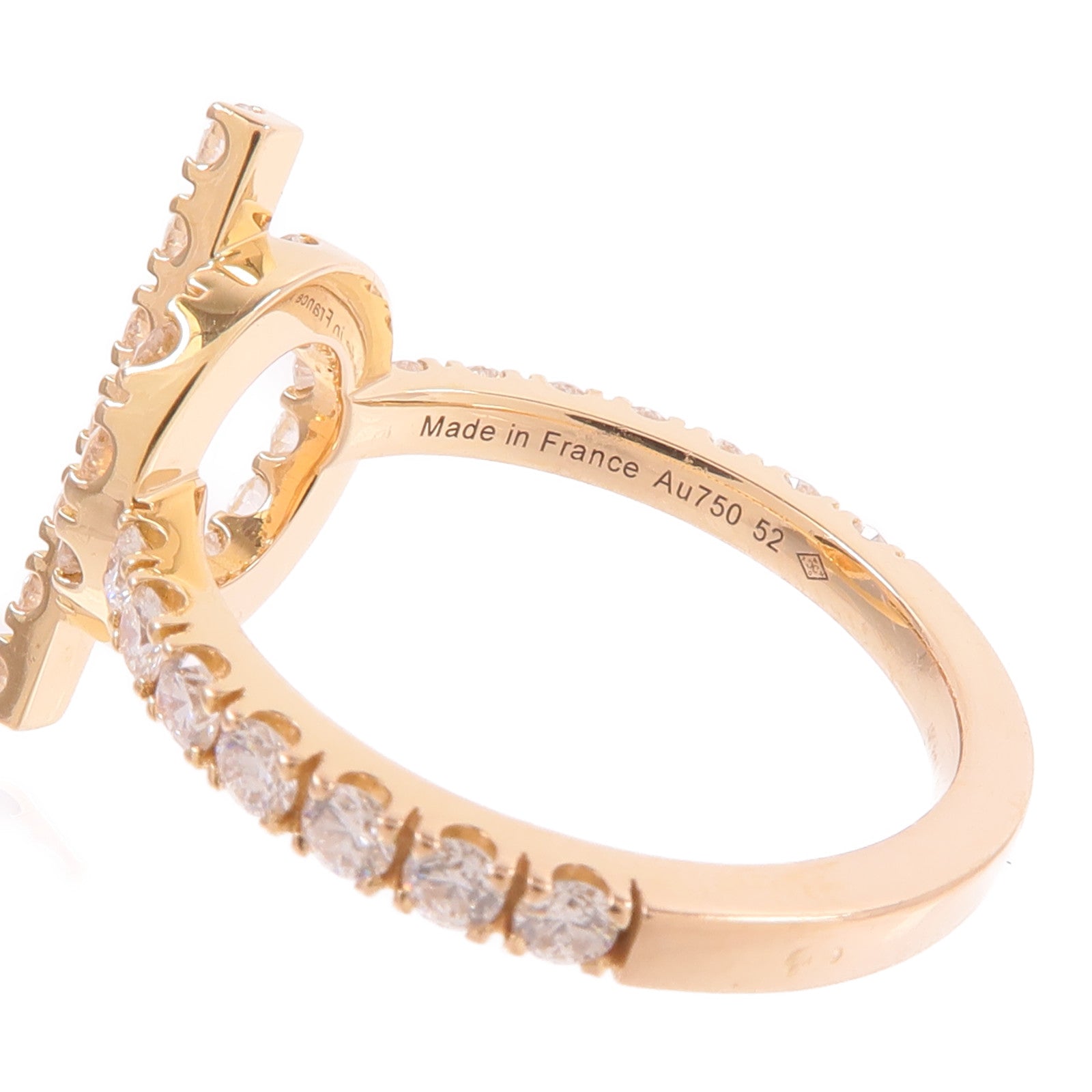 HERMES 18K玫瑰金Finesse Ring鑽石戒指