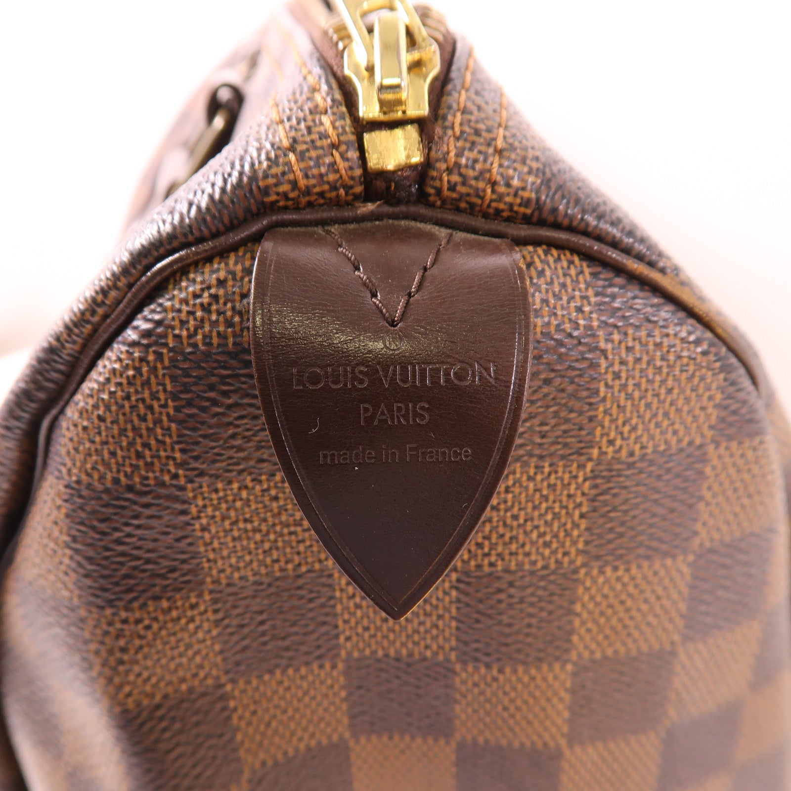 LOUIS VUITTON Damier Speedy 30金扣手挽袋