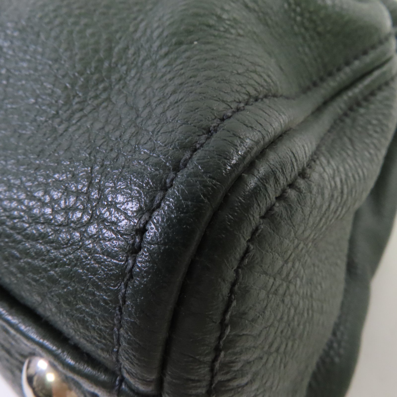 Miu Miu 牛皮皮革2Way Shoulder Bag銀扣手挽肩背兩用袋綠色