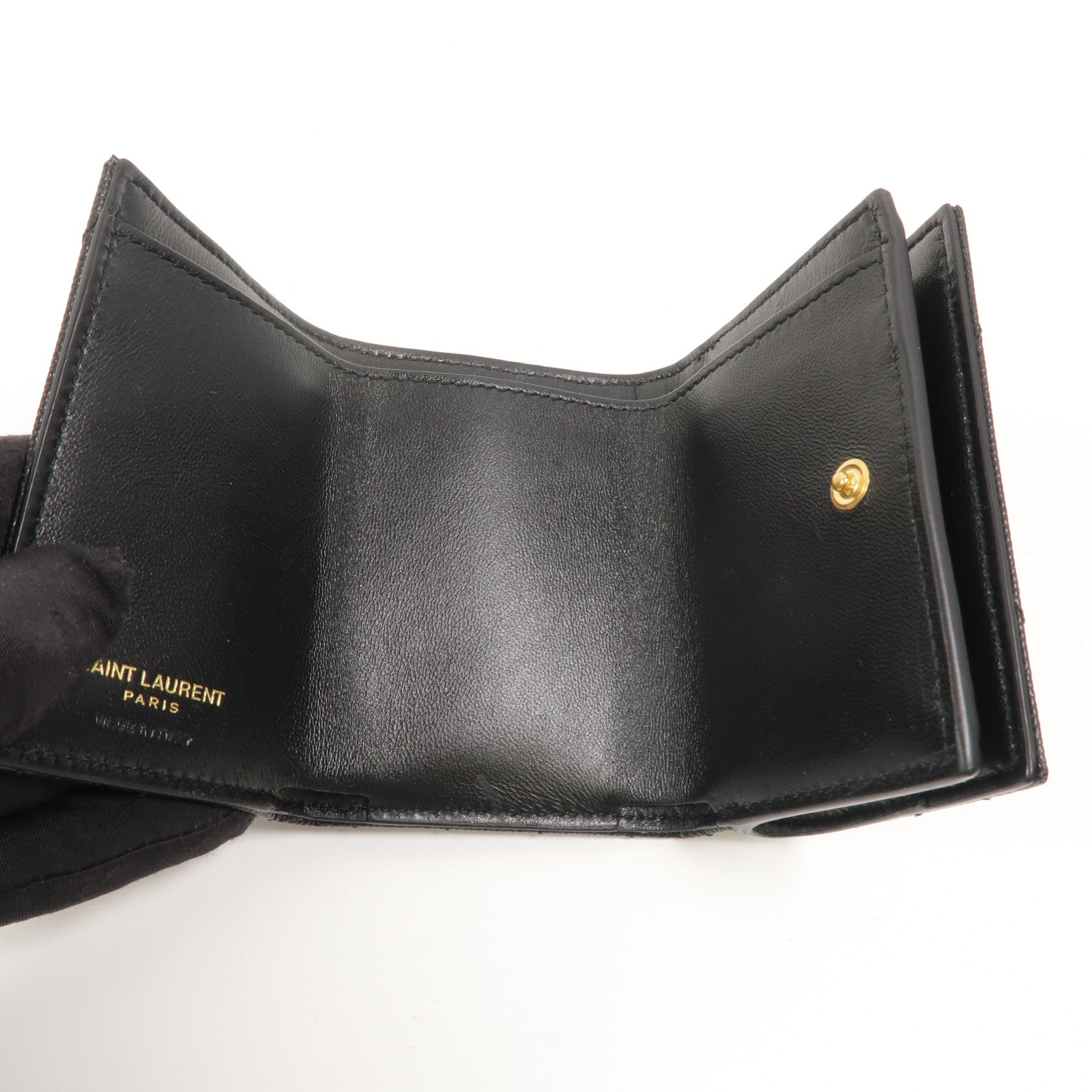 SAINT LAURENT 牛皮皮革Cassandre Matelasse Origami Tiny Wallet錢包