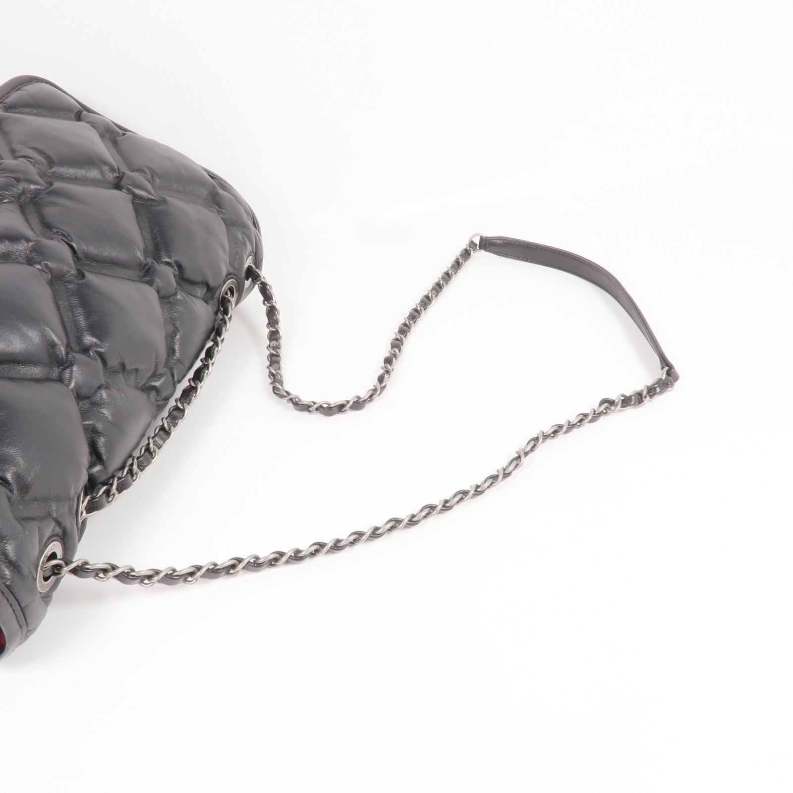 CHANEL 牛皮皮革Chain Shoulder銀扣鏈帶肩背袋