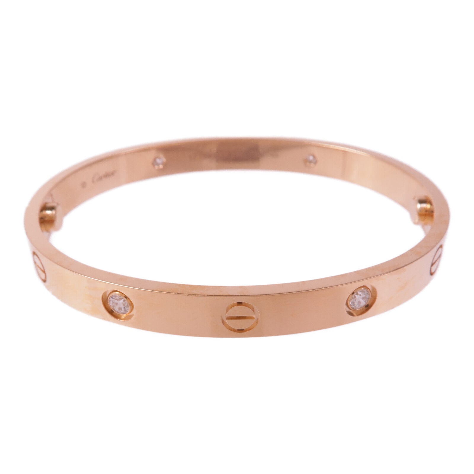 CARTIER 18K玫瑰金Love Bracelet 4 Diamonds鑽石手鐲Cartier#17