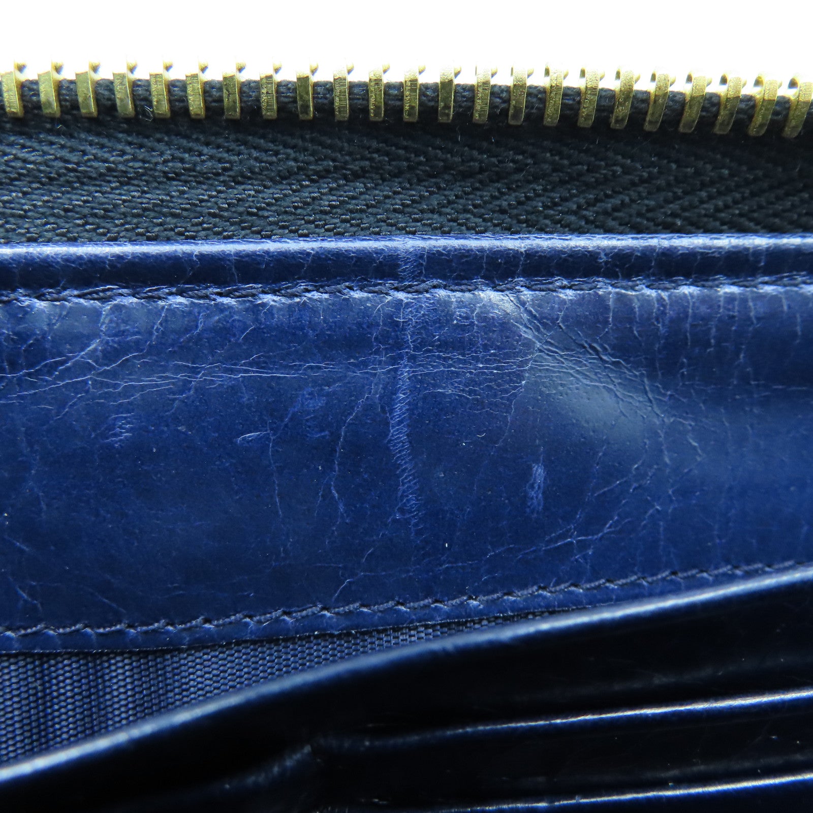 Miu Miu Sheepskin Leather Long Wallet Gold Buckle Long Wallet Dark Blue