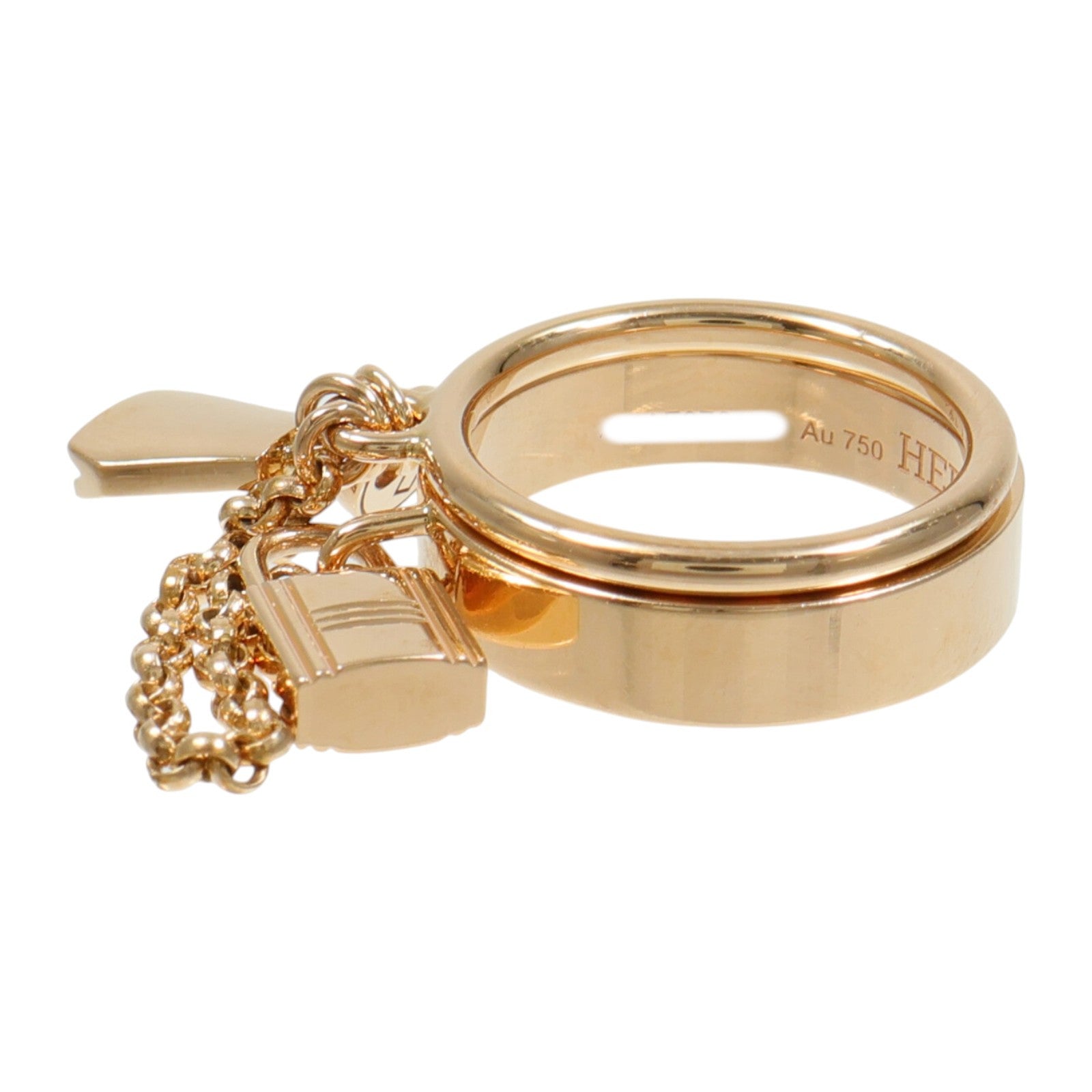 HERMES 18K玫瑰金Kelly Cadenas Double Ring戒指