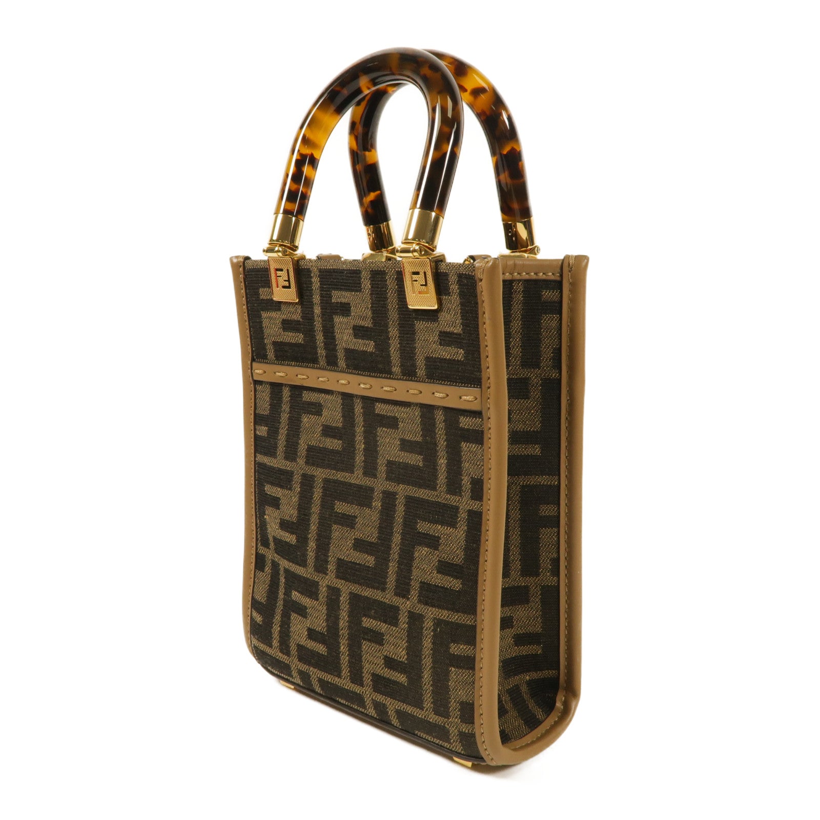 FENDI 帆布Mini Sunshine Shopper金扣手挽肩背兩用袋