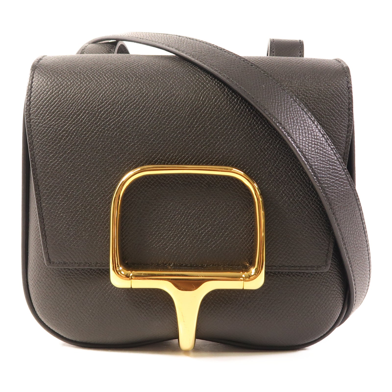HERMES Epsom皮革Della Cavalleria Mini金扣肩背袋Noir