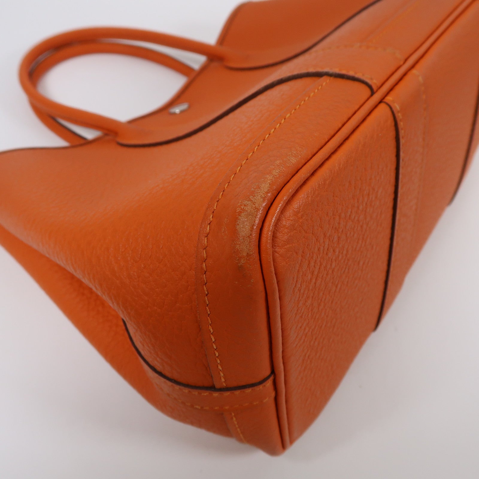 HERMES Negonda皮革Garden Party TPM銀扣手挽袋Feu/橙色