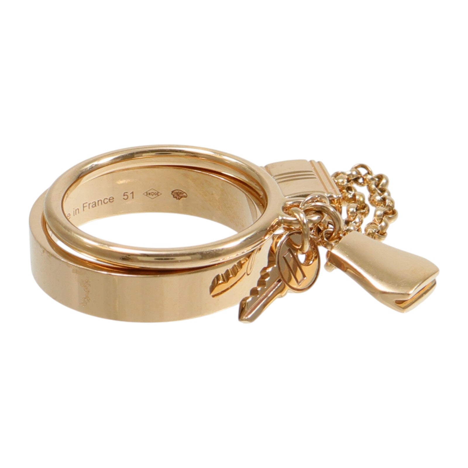 HERMES 18K玫瑰金Kelly Cadenas Double Ring戒指