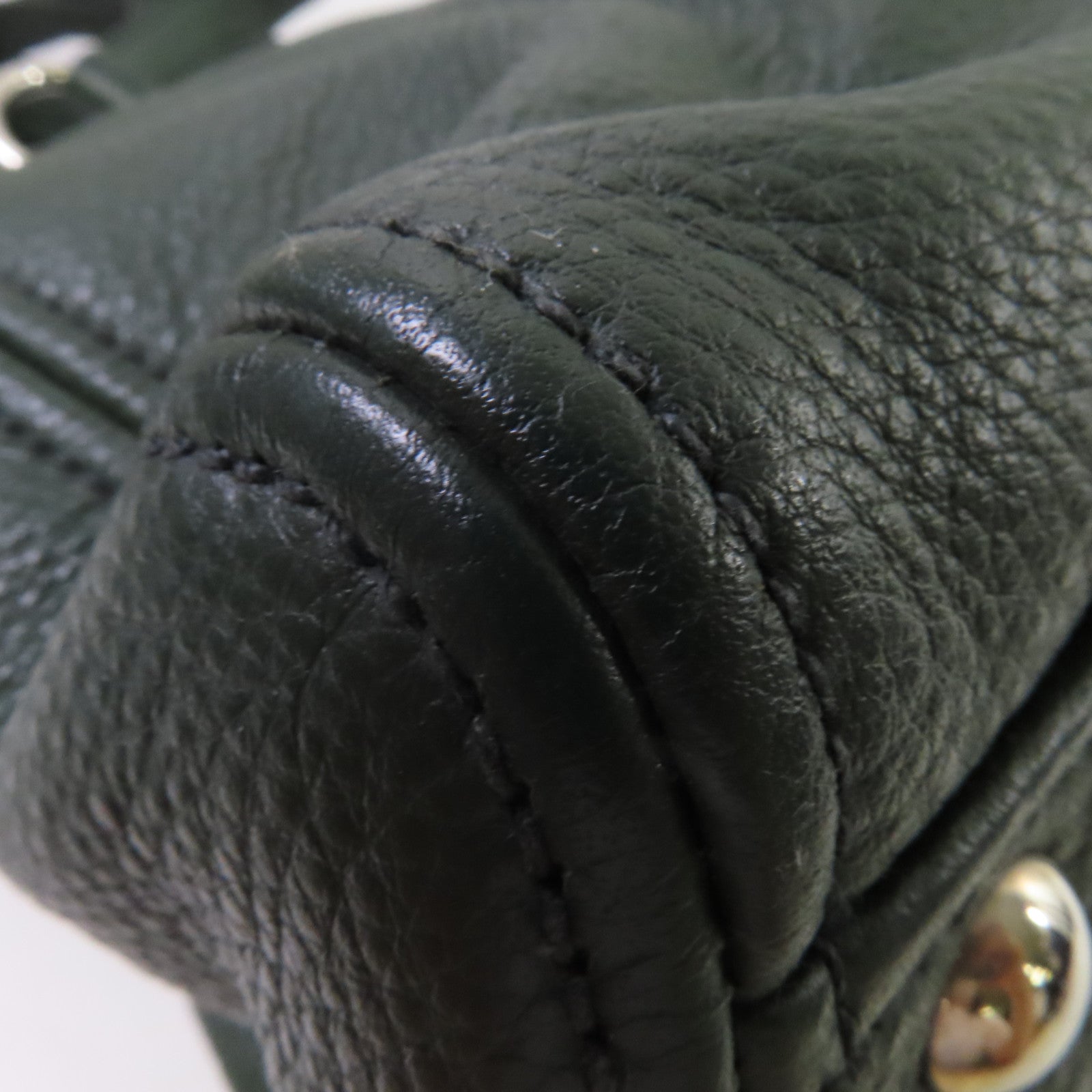 Miu Miu 牛皮皮革2Way Shoulder Bag銀扣手挽肩背兩用袋綠色