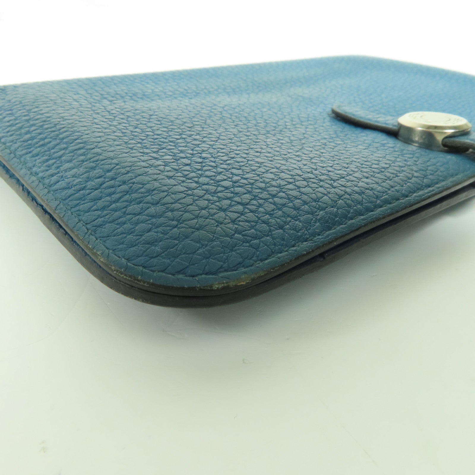 HERMES Togo皮革Dogon Wallet銀扣長錢包Bleu Izmir