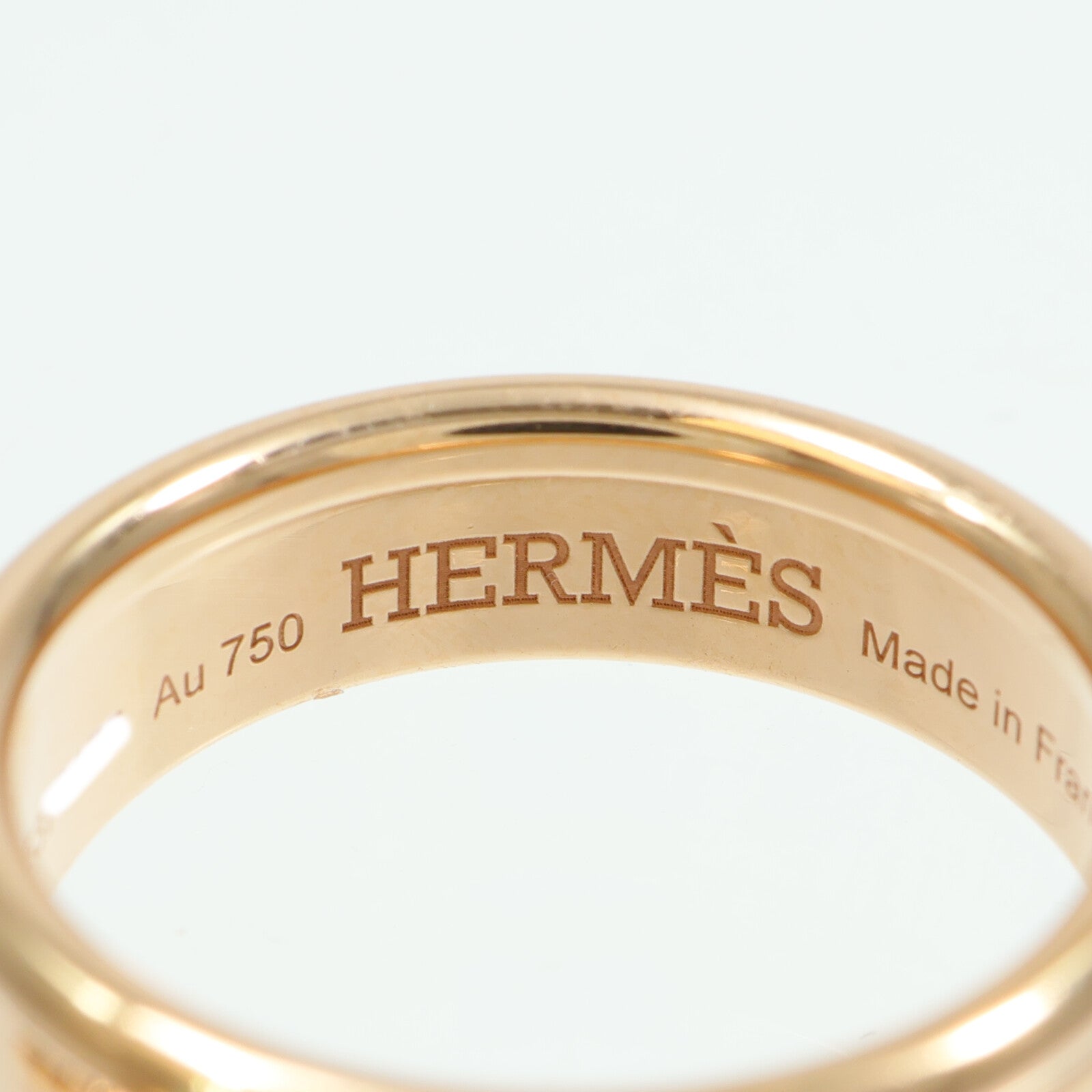 HERMES 18K玫瑰金Kelly Cadenas Double Ring戒指