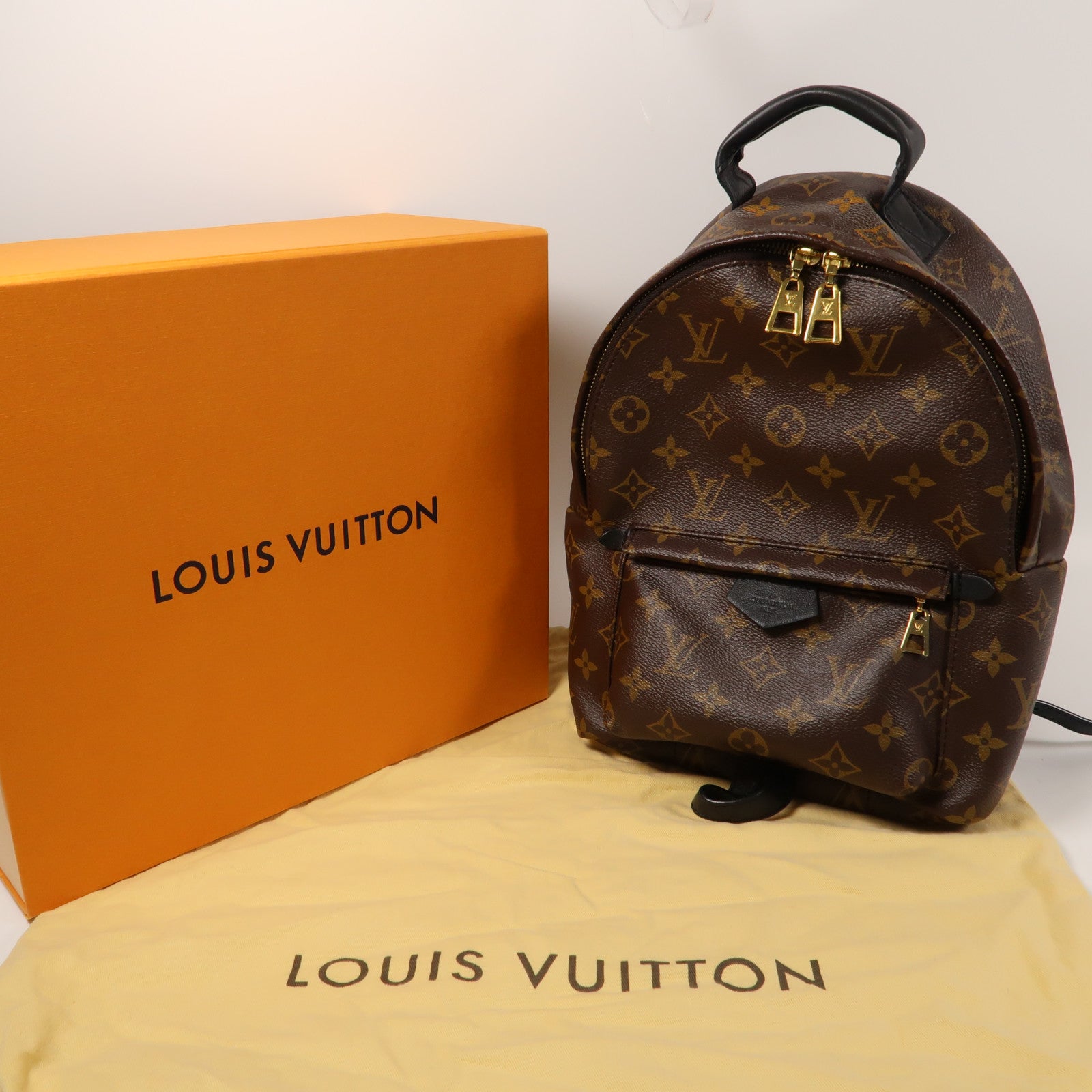 LOUIS VUITTON Monogram Palm Springs PM金扣背包啡色