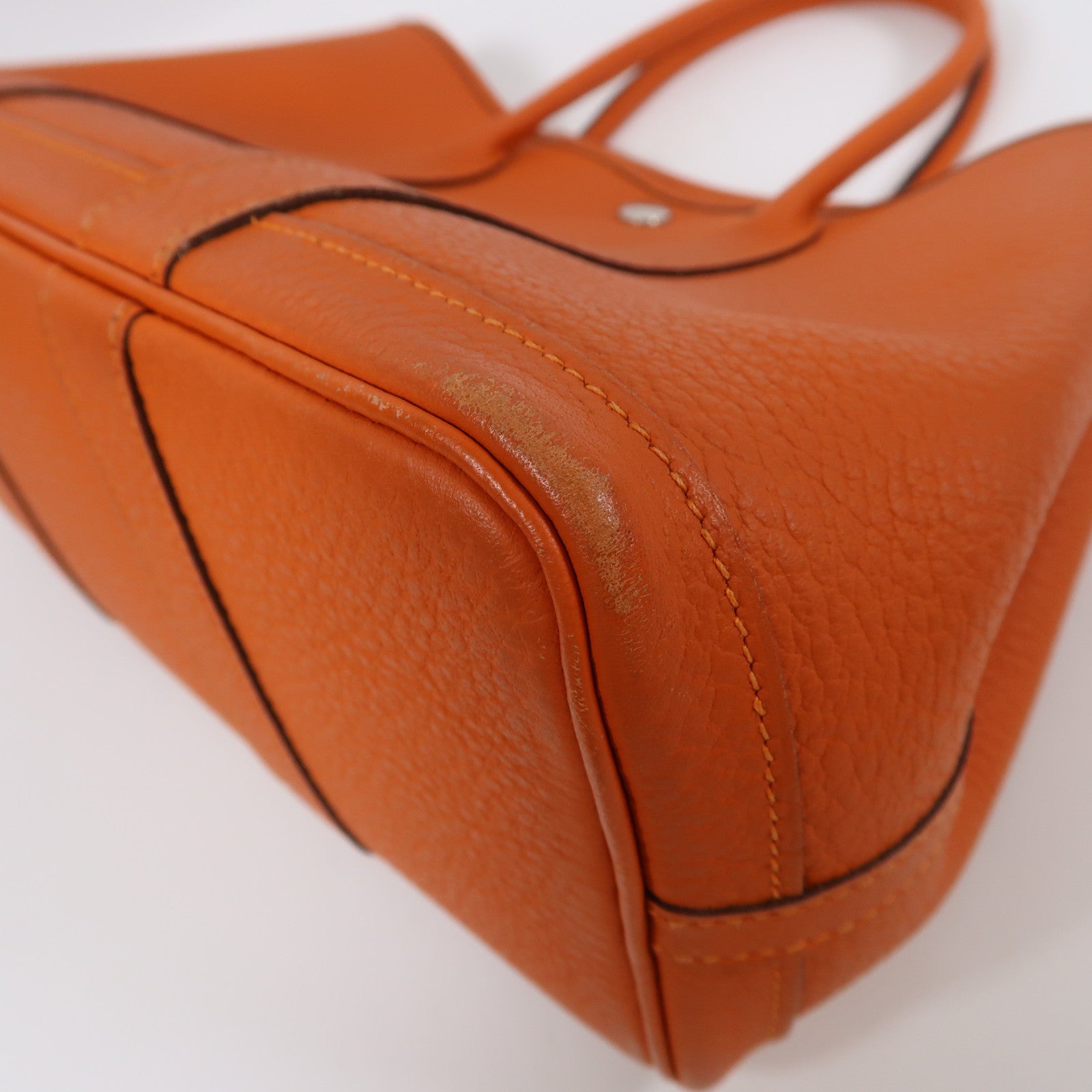 HERMES Negonda皮革Garden Party TPM銀扣手挽袋Feu/橙色