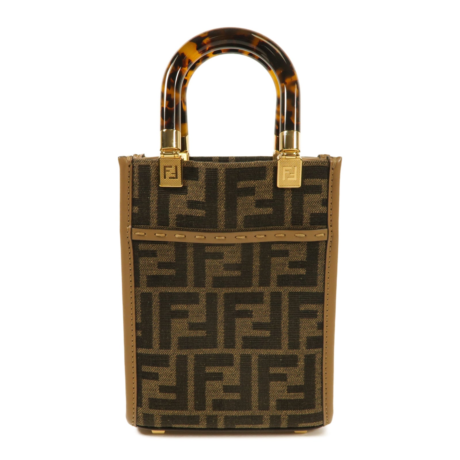 FENDI 帆布Mini Sunshine Shopper金扣手挽肩背兩用袋