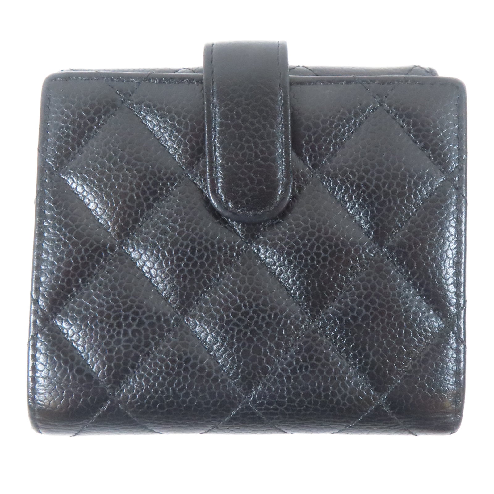 CHANEL 菱格Caviar皮革Wallet金扣錢包黑色