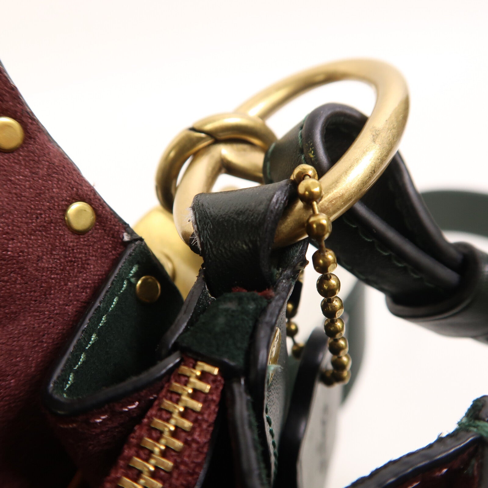 COACH 牛皮皮革Beat Shoulder Bag With Rivets金扣手挽肩背兩用袋